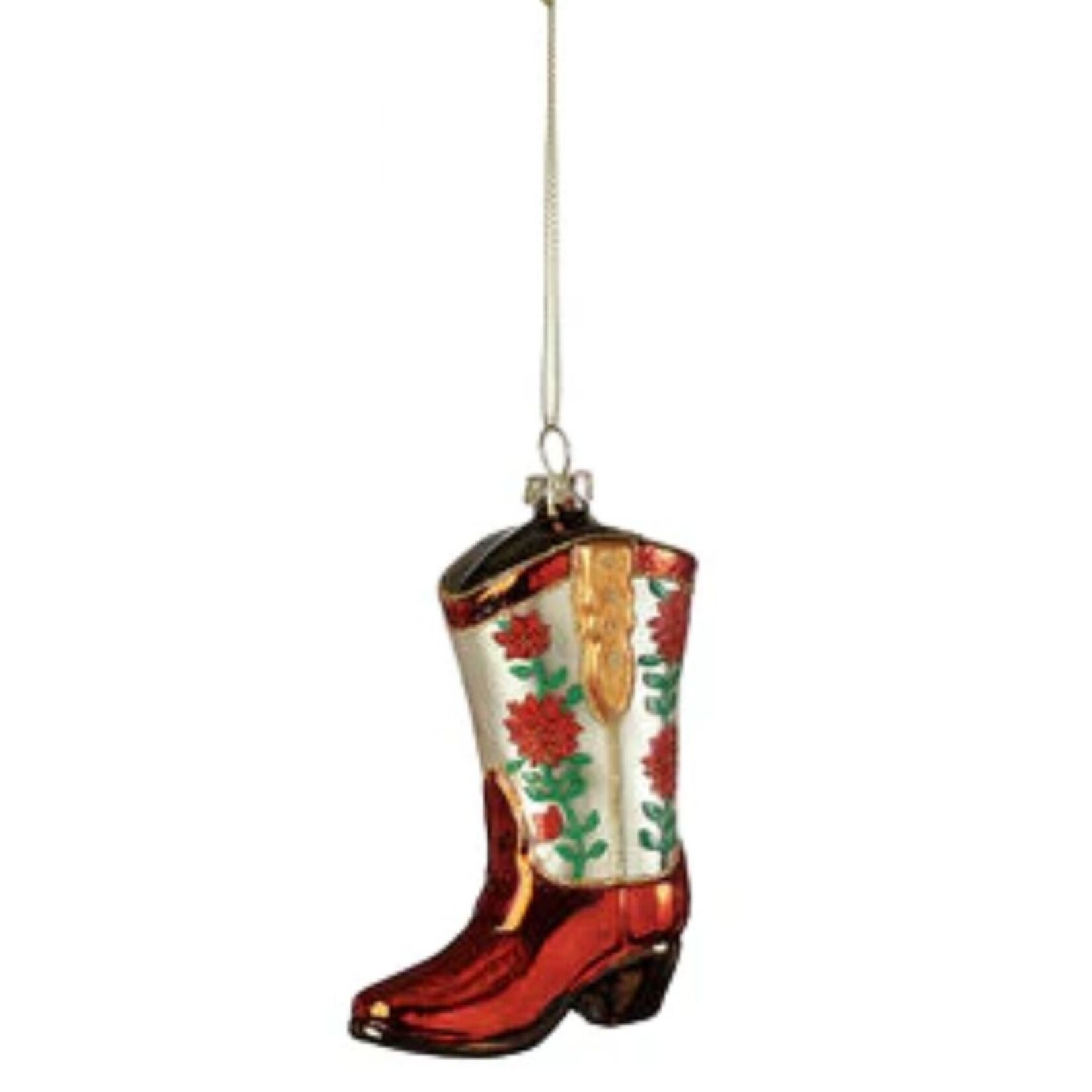 m. lynne designs glass cowboy boot ornament