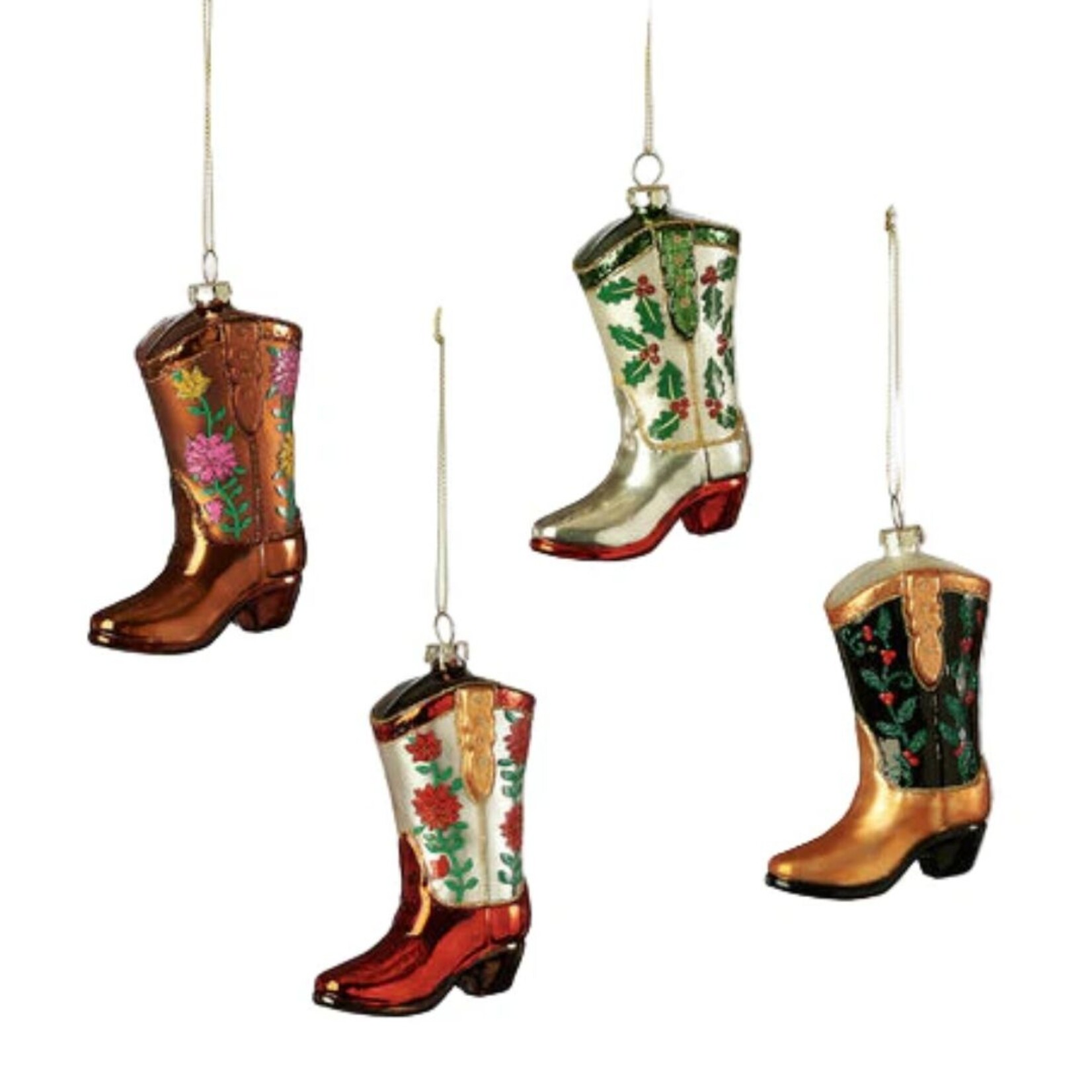 m. lynne designs glass cowboy boot ornament