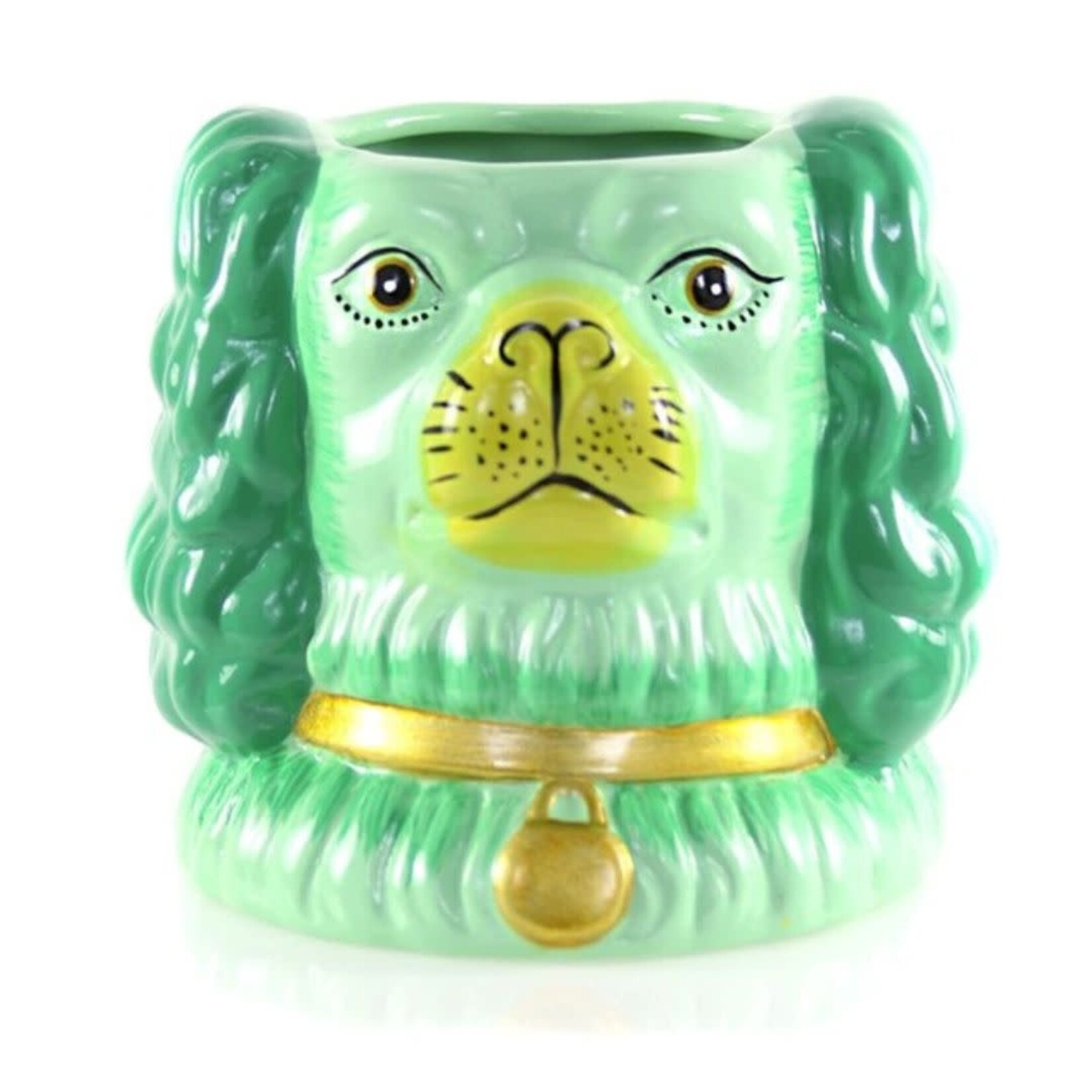 m. lynne designs green staffordshire dog vase