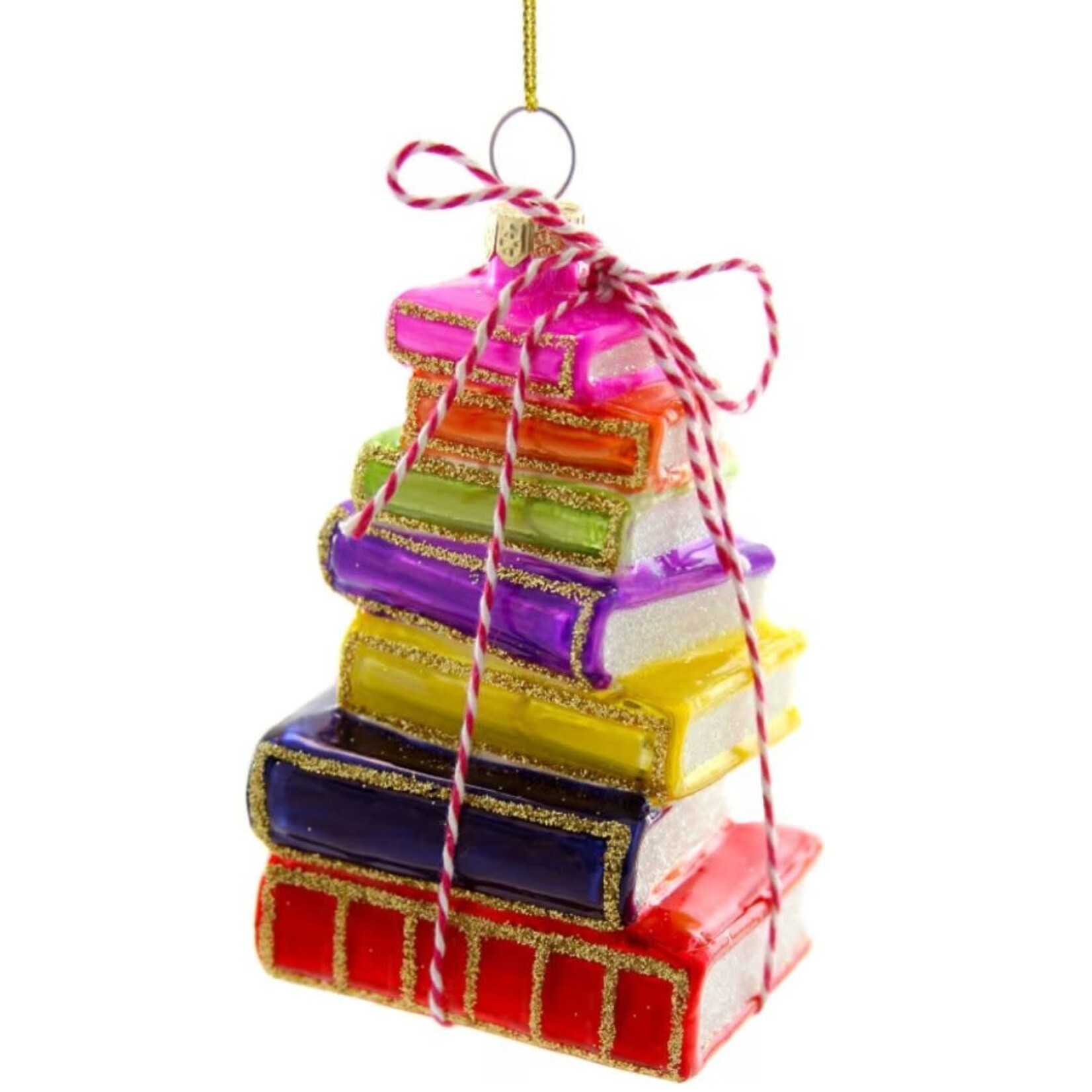 m. lynne designs colorful stacked books ornament