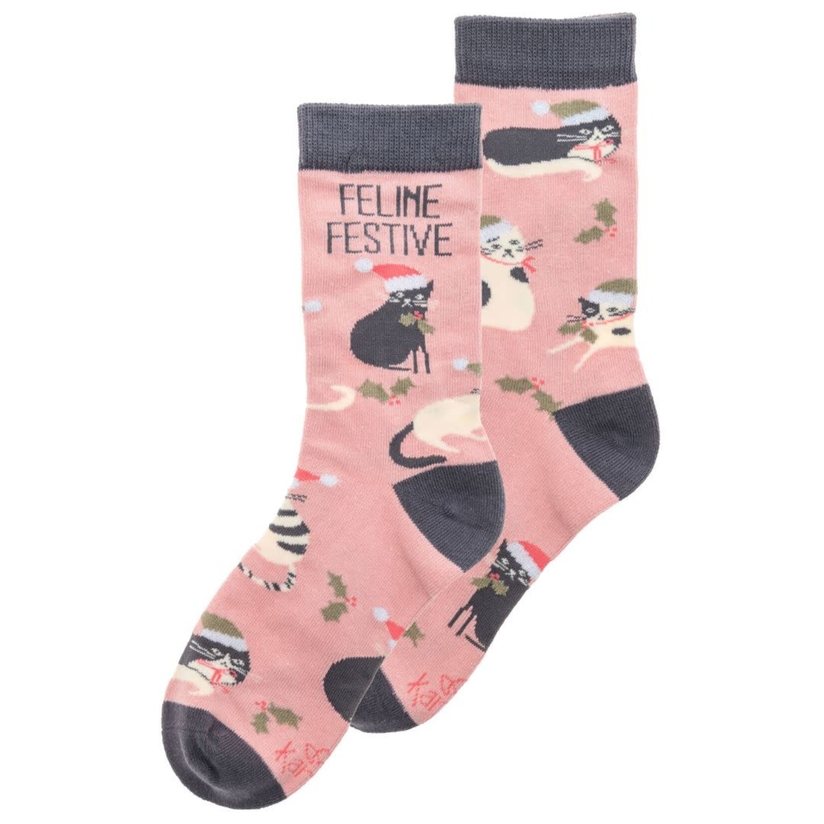 m. lynne designs feline festive socks