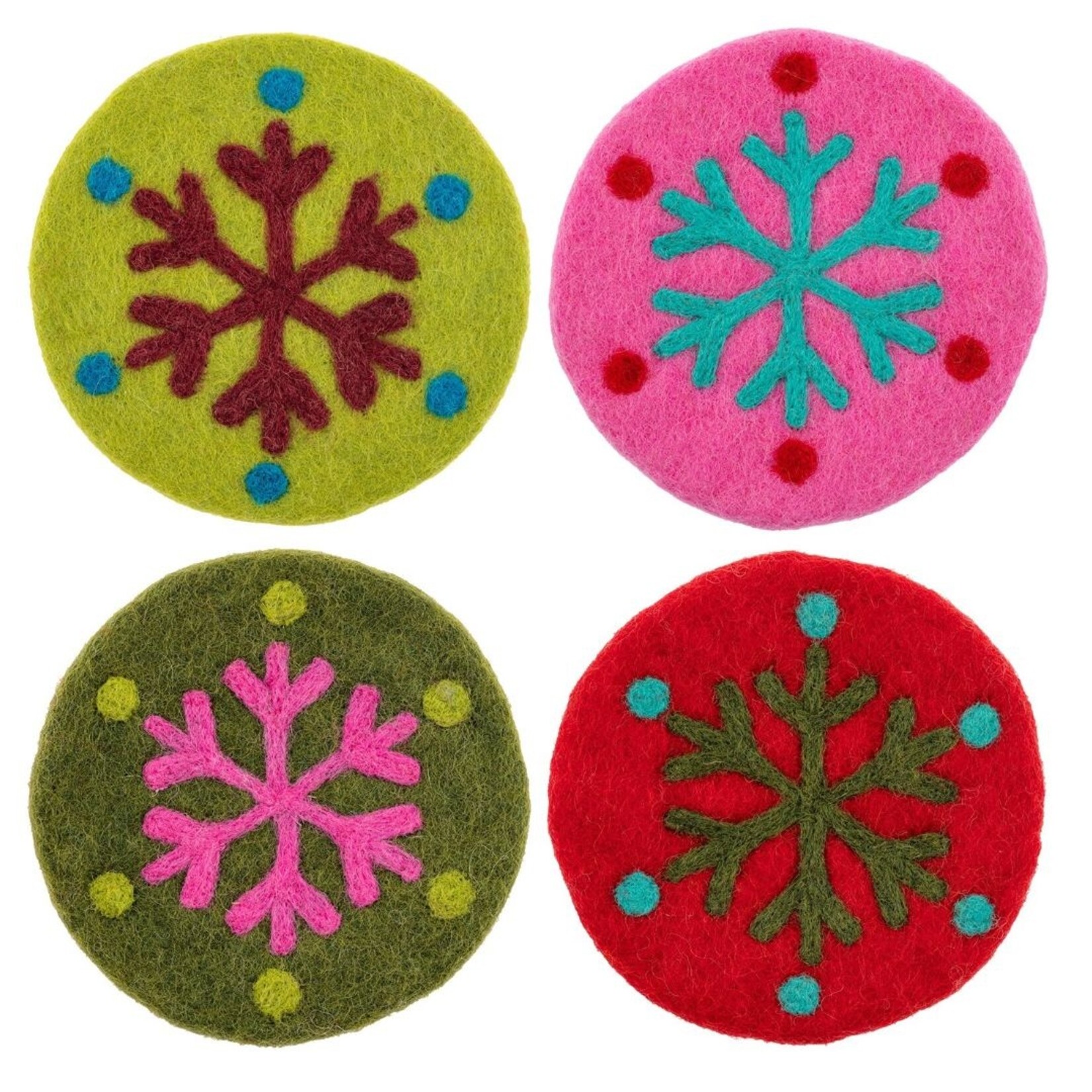 m. lynne designs felt retro snowflake coaster