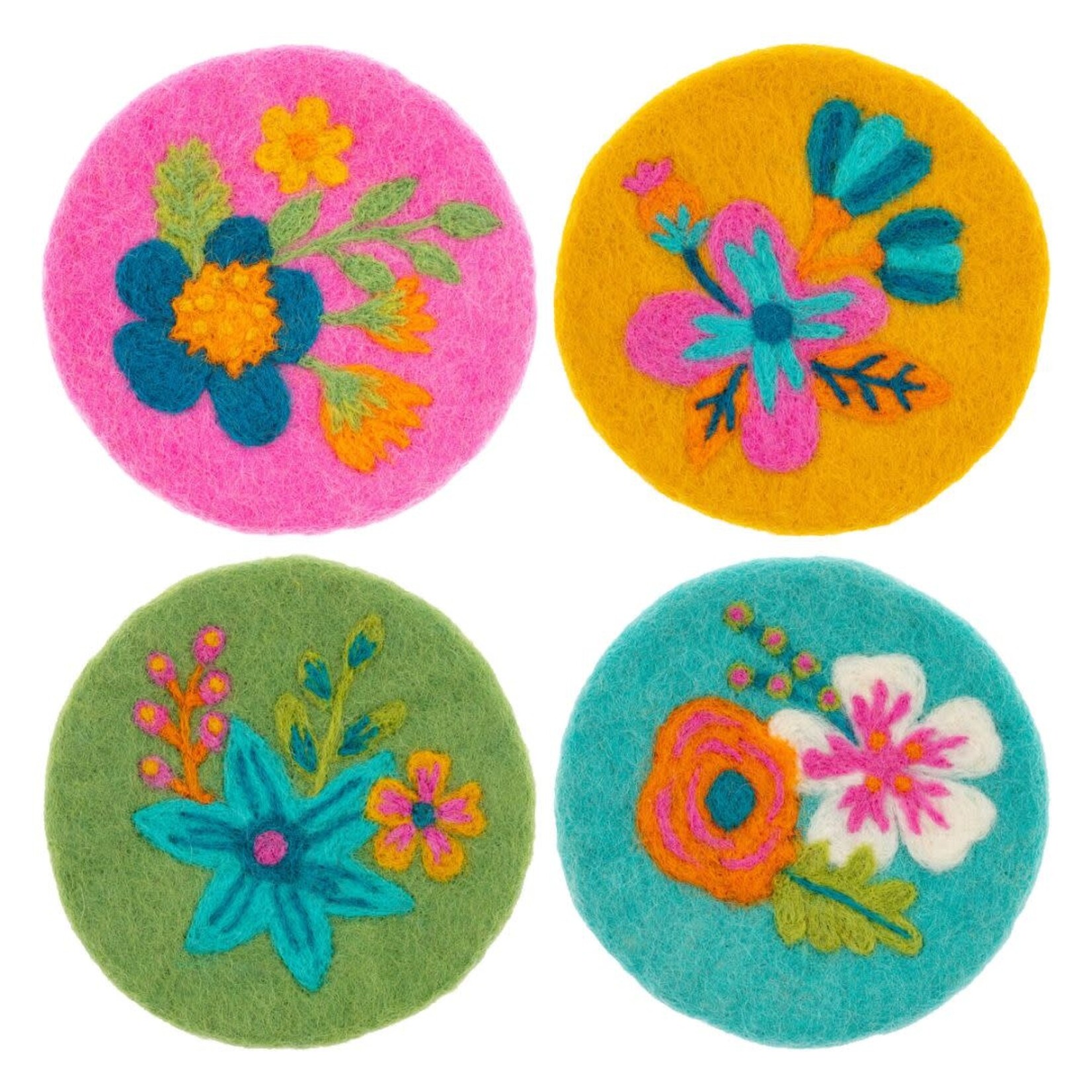 m. lynne designs colorful felt floral coaster