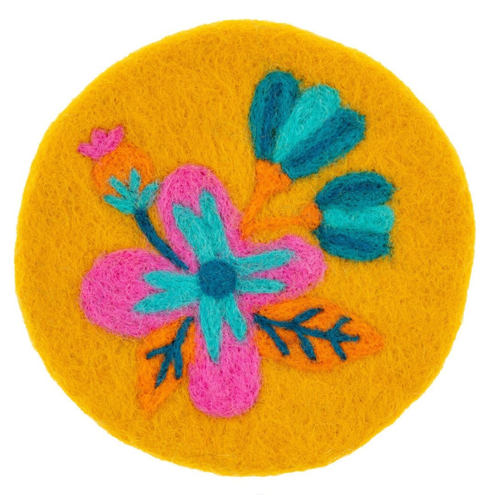 m. lynne designs colorful felt floral coaster