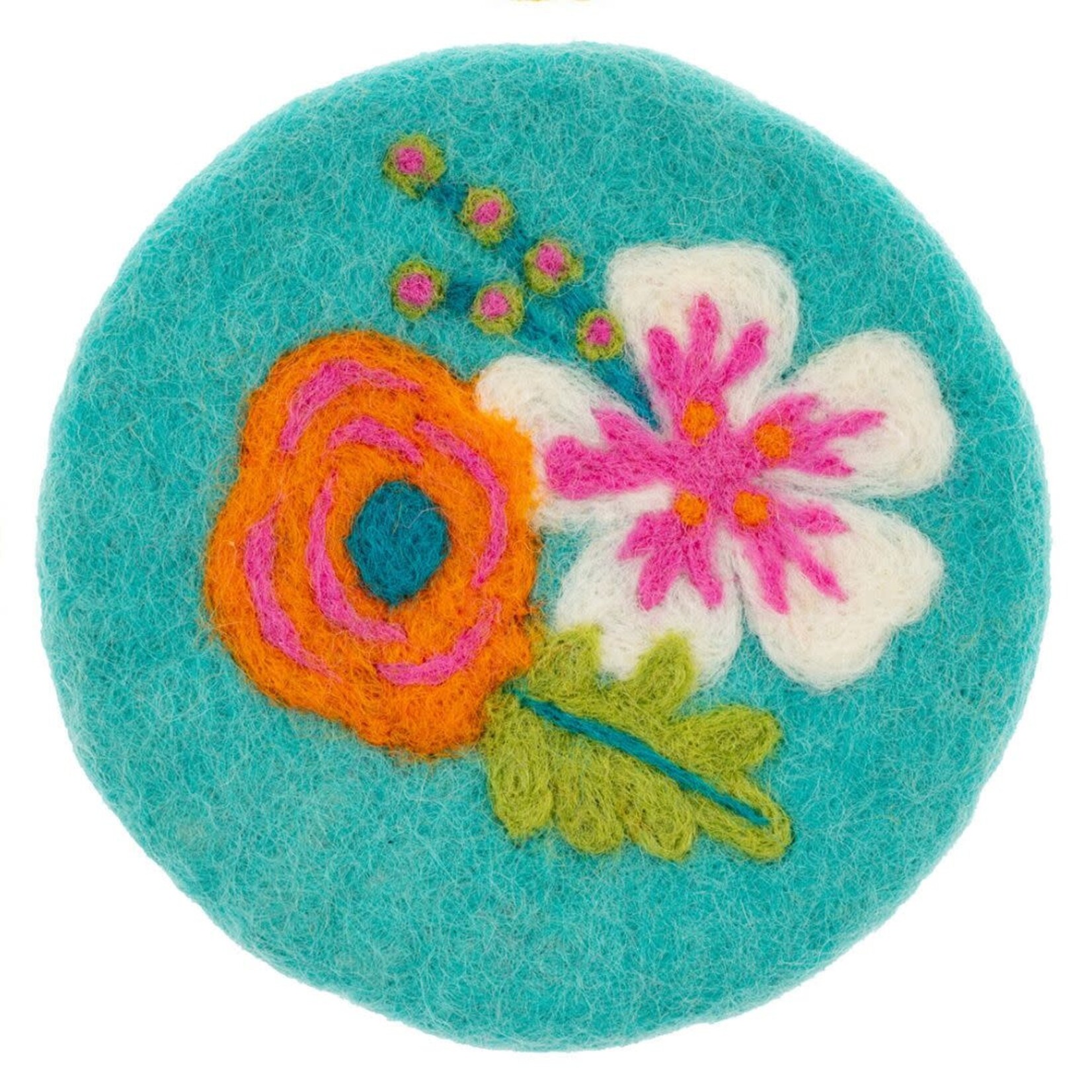 m. lynne designs colorful felt floral coaster