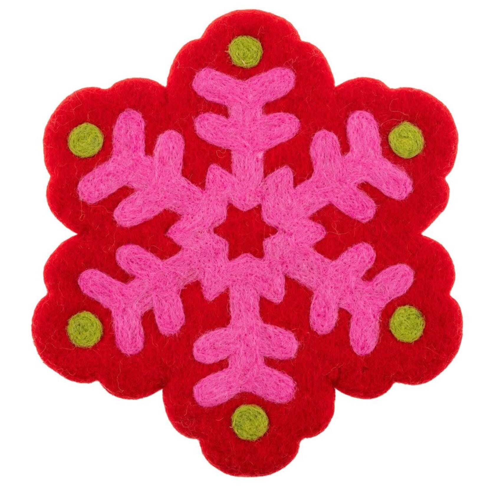 m. lynne designs retro pink & red snowflake trivet
