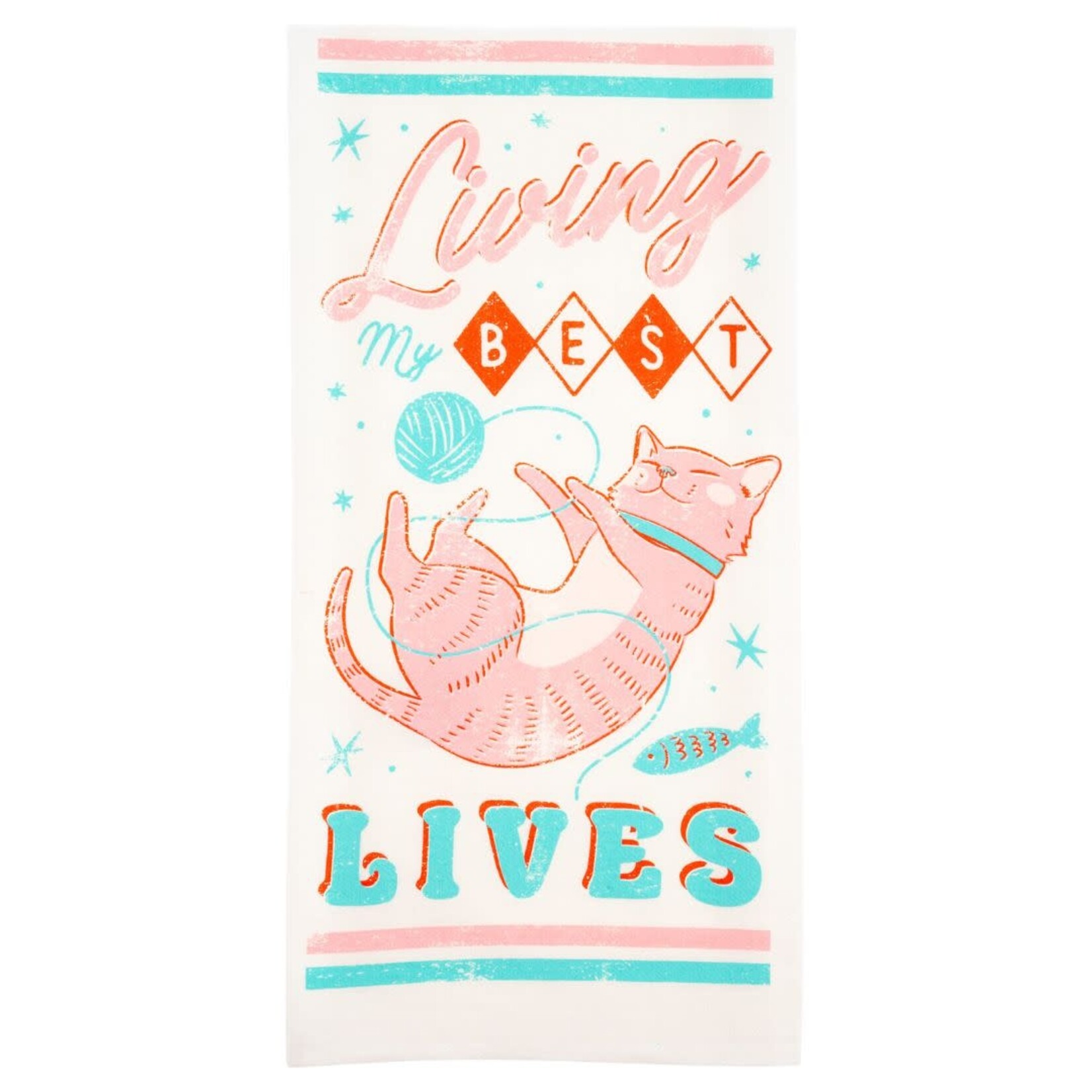 m. lynne designs diner cat lives tea towel