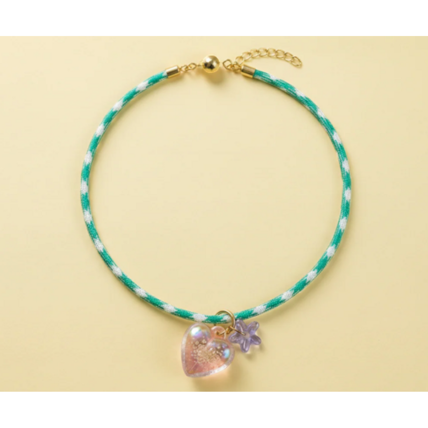 taylor elliott designs green cord blakely with heart and flower necklace