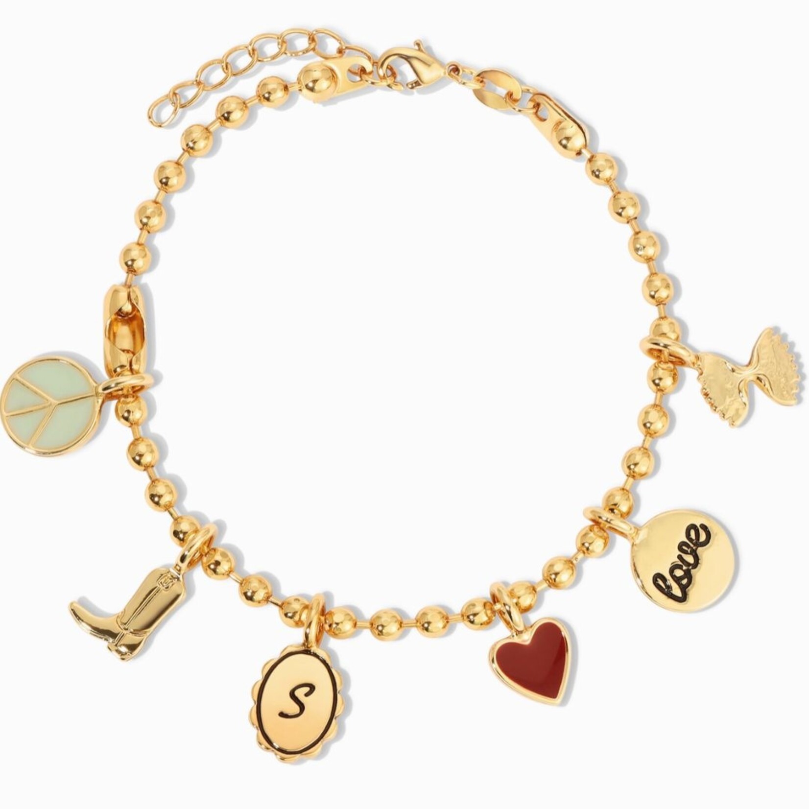 lucky feather charm garden gold ball chain bracelet