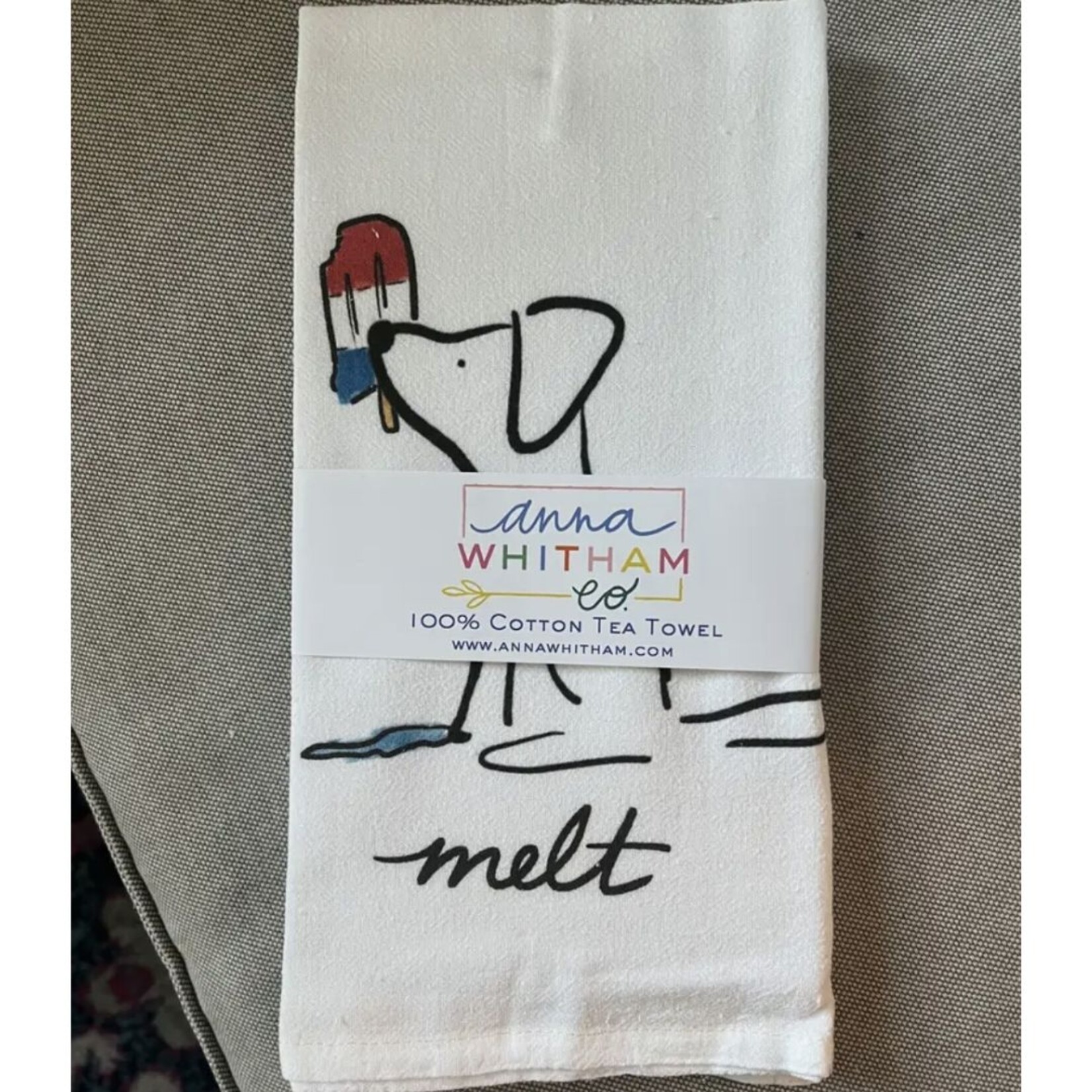 m. lynne designs dog melt summer tea towel