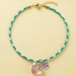 taylor elliott designs green cord blakely with heart and flower necklace