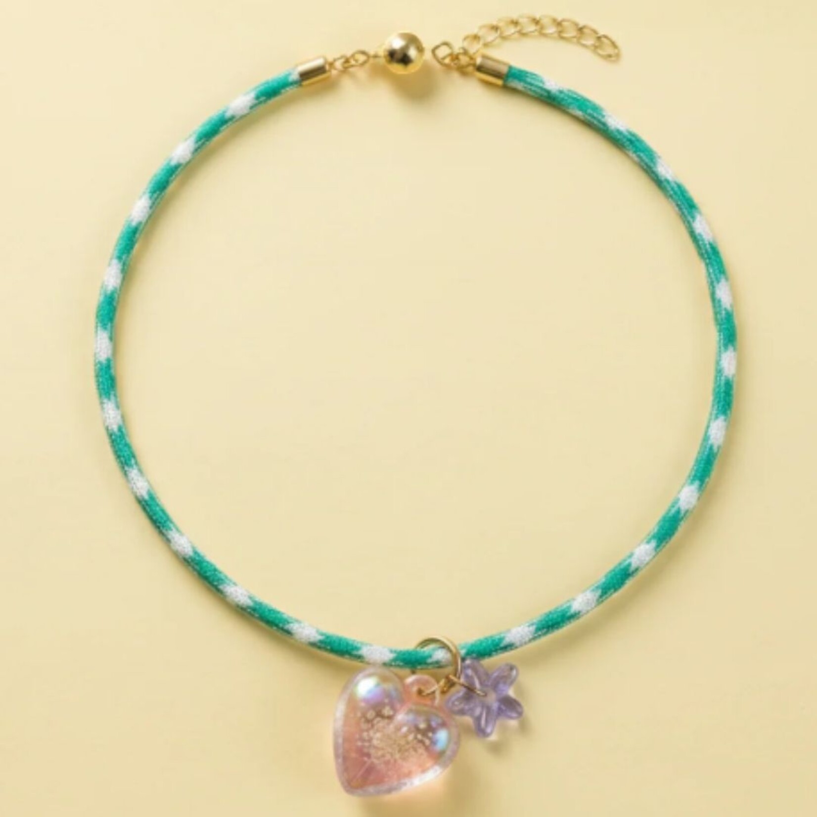 taylor elliott designs green cord blakely with heart and flower necklace