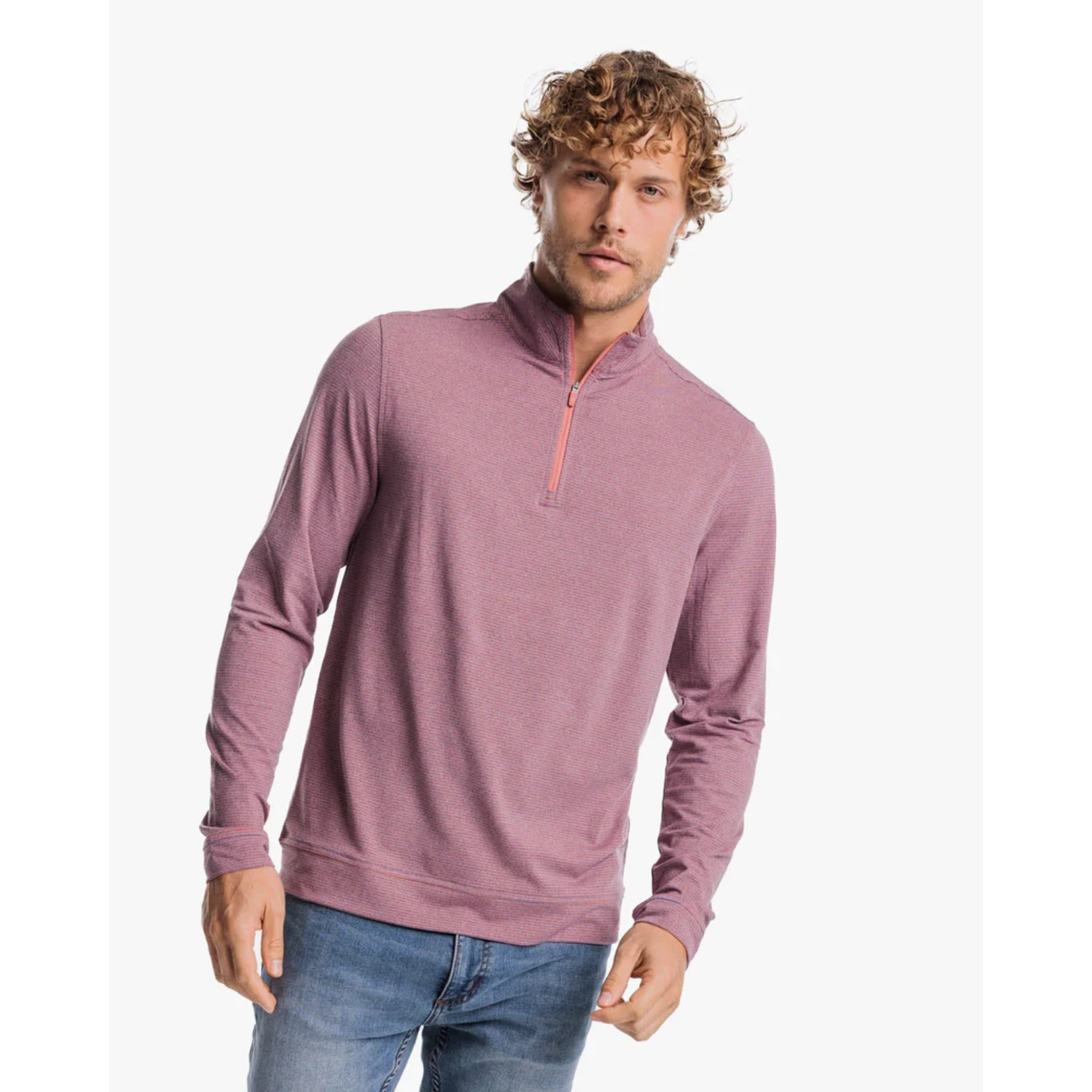 Southern Tide Cruiser Heather Micro-Stripe Performance Quarter Zip Pullover