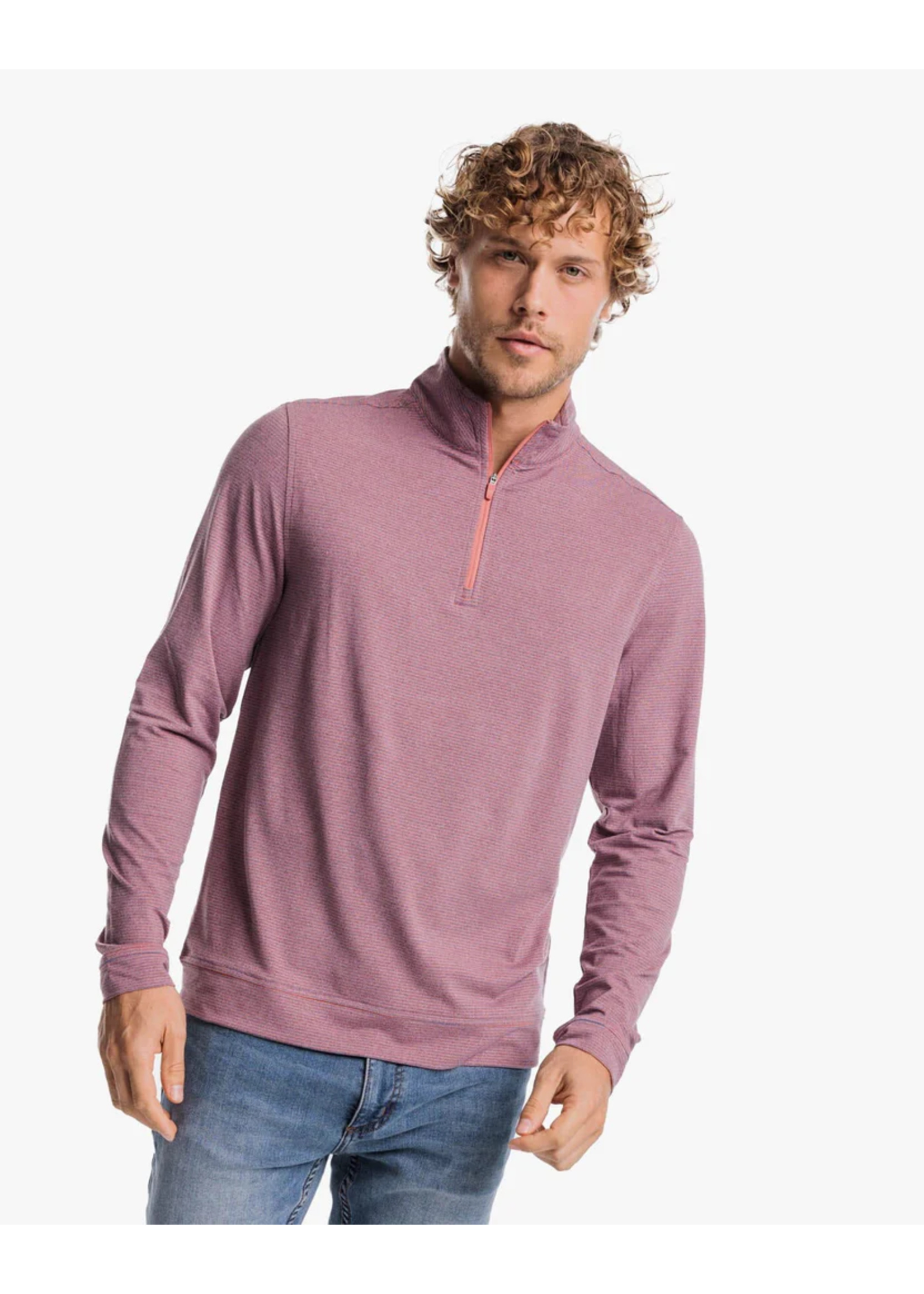 Southern Tide Cruiser Heather Micro-Stripe Performance Quarter Zip Pullover