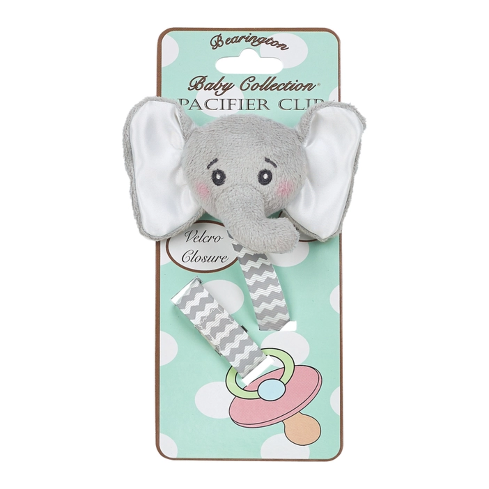 Bearington Collection Lil' Spout Gray Elephant Paci Clip