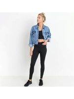 Mono B Raw & Ribbed Crop Denim Jacket
