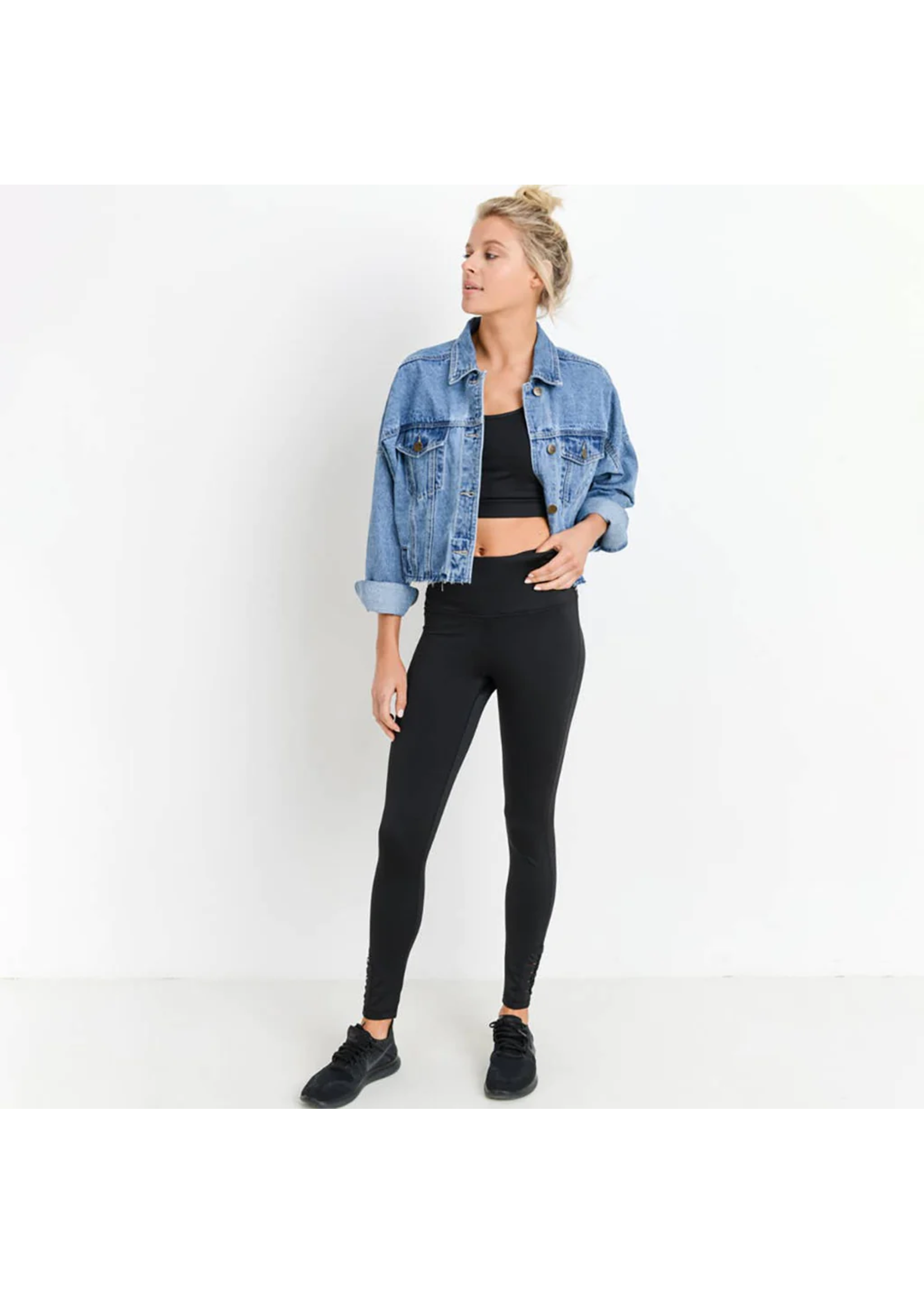 Mono B Raw & Ribbed Crop Denim Jacket