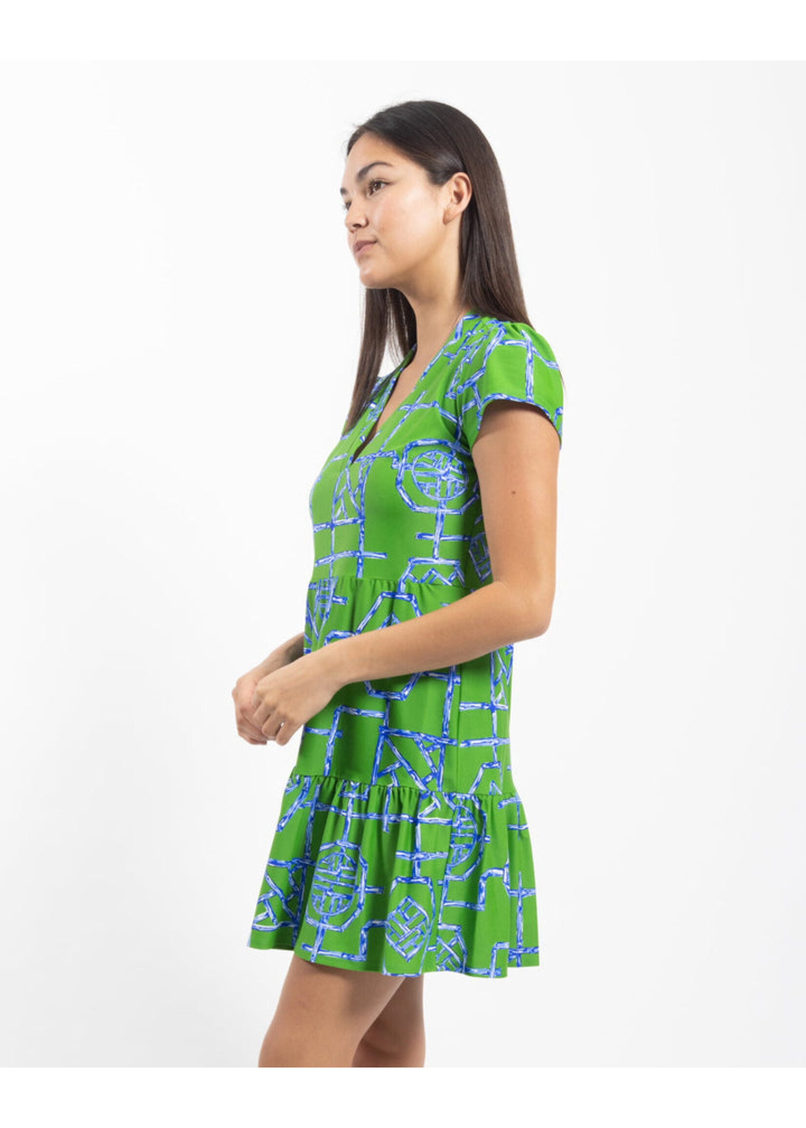 Jude Connally Ginger Dress - Bamboo Lattice Grass Green
