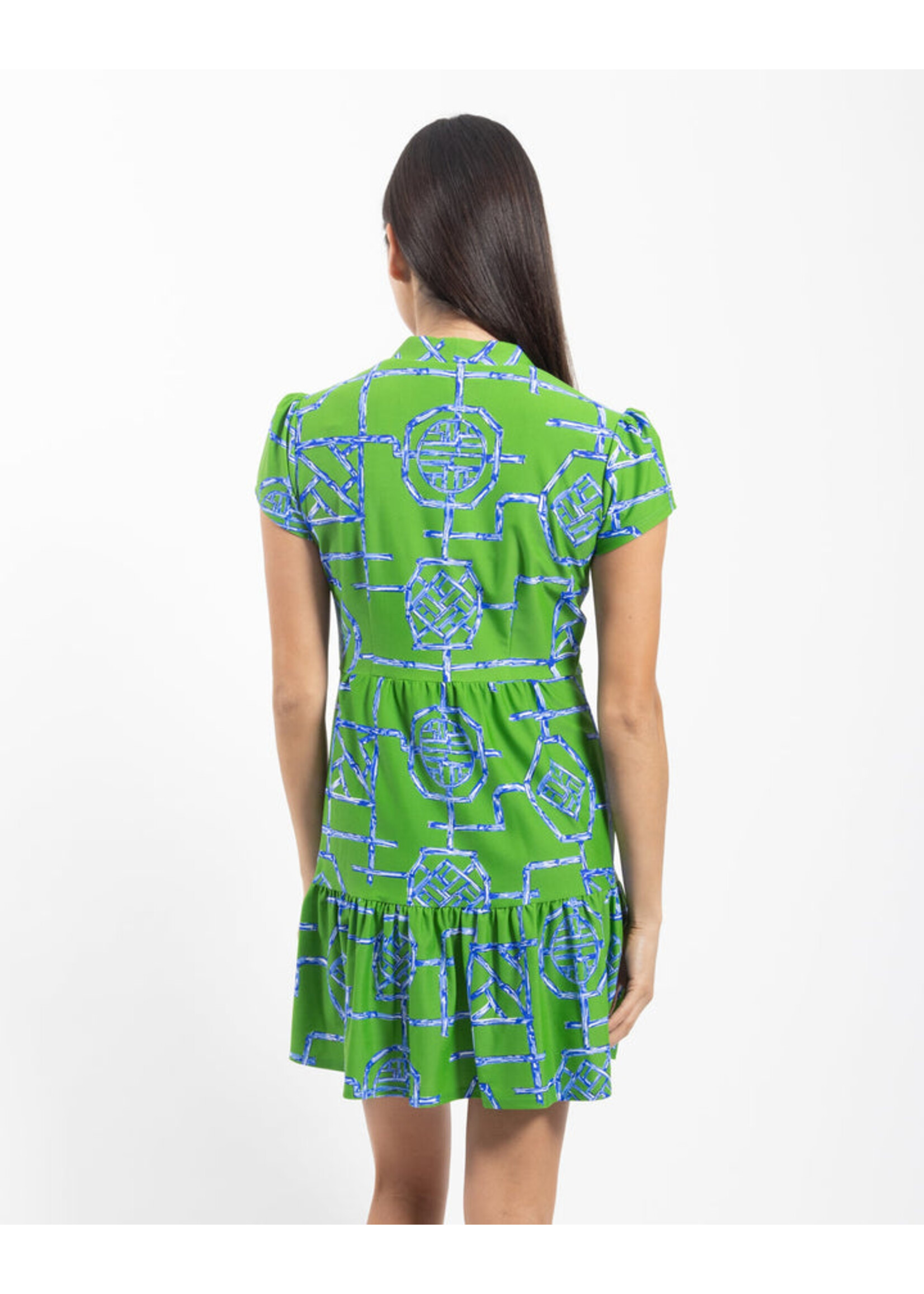 Jude Connally Ginger Dress - Bamboo Lattice Grass Green
