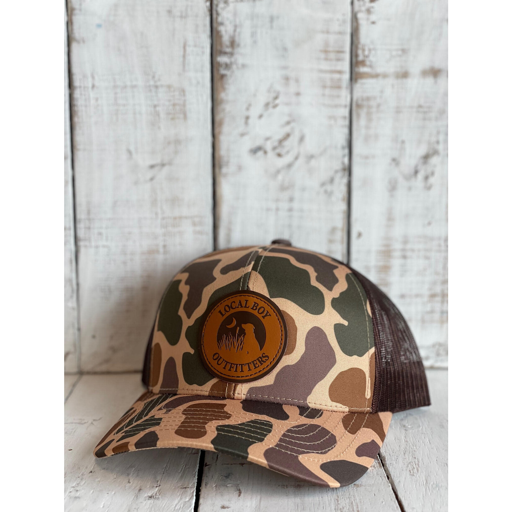 Local Boy Leather Patch Hat-Old School Camo