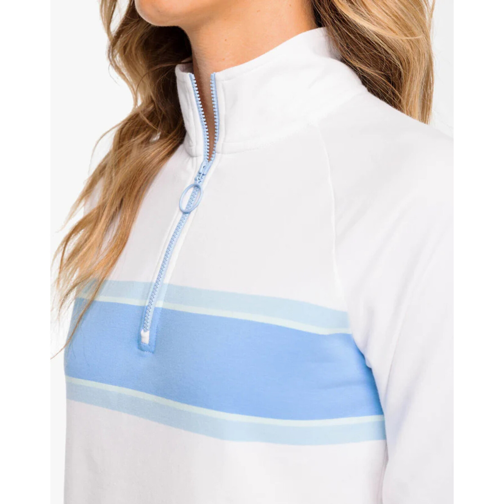 Southern Tide Bridget Chest Stripe Quarter Zip Pullover