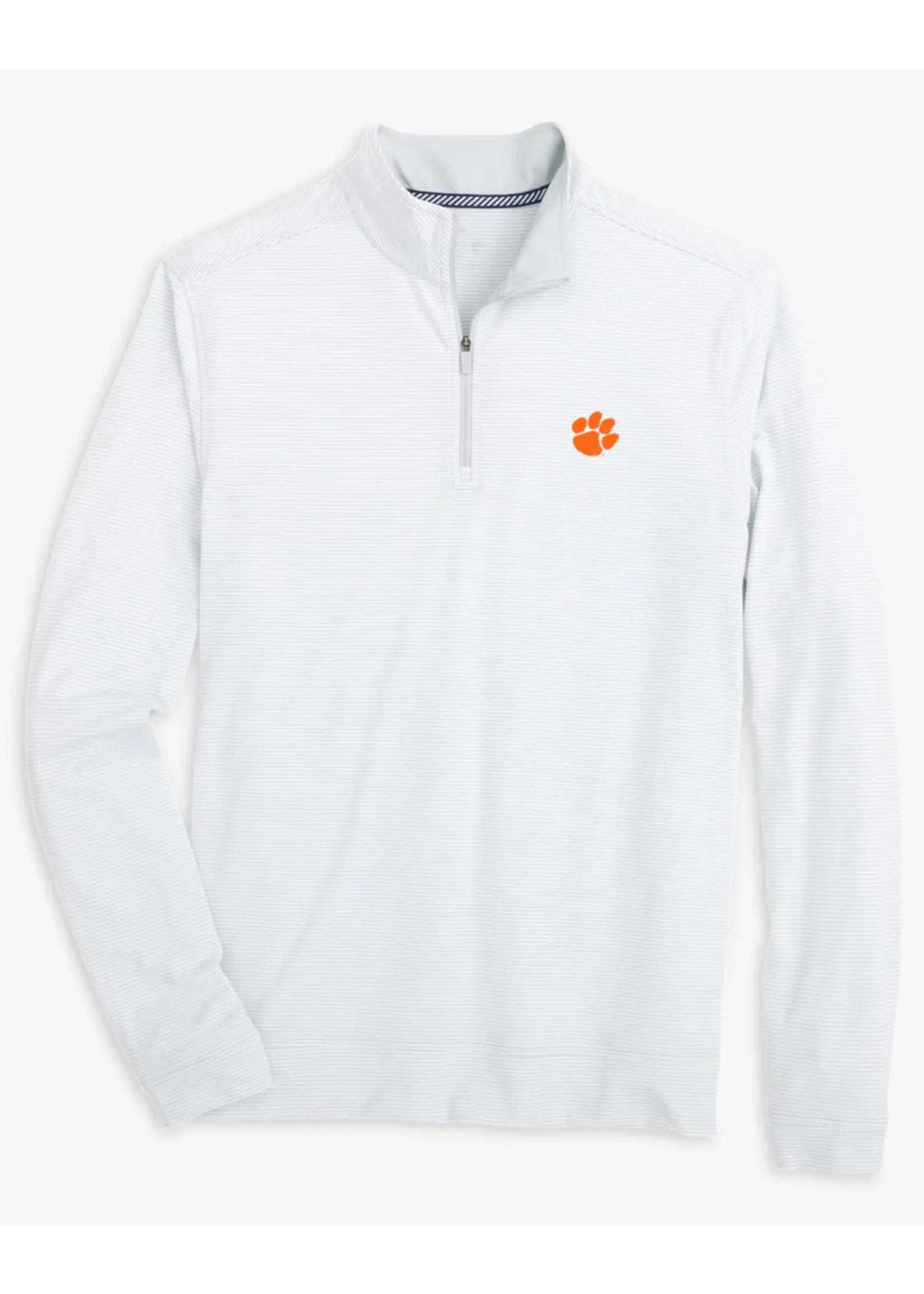 Southern Tide Clemson Tigers Cruiser Micro-Stripe Heather Quarter Zip