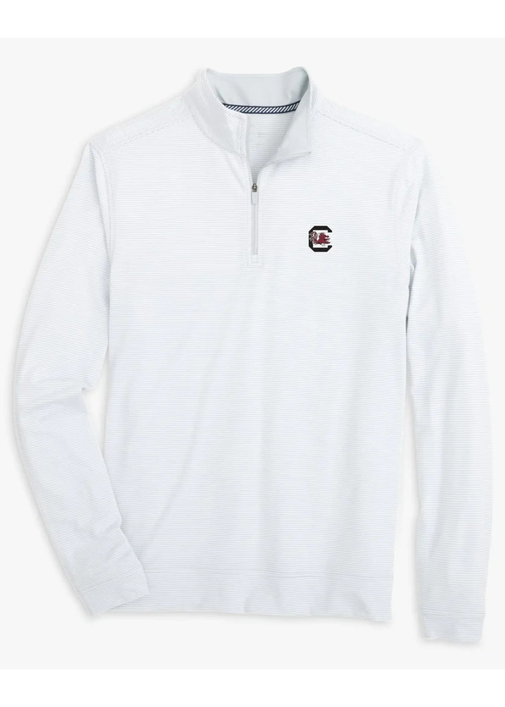 Southern Tide USC Gamecocks Cruiser Micro-Stripe Heather Quarter Zip