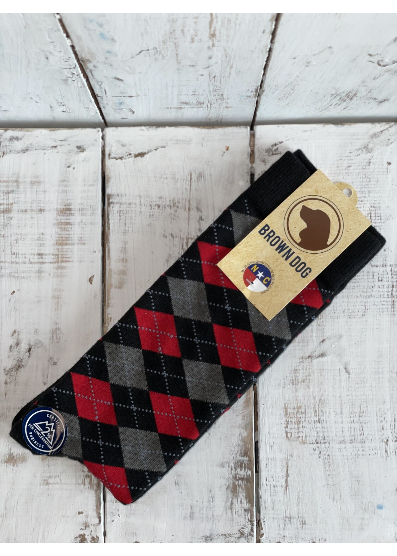 Brown Dog Argyle - Black Red