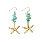 Earrings- Gold Starfish with Shell