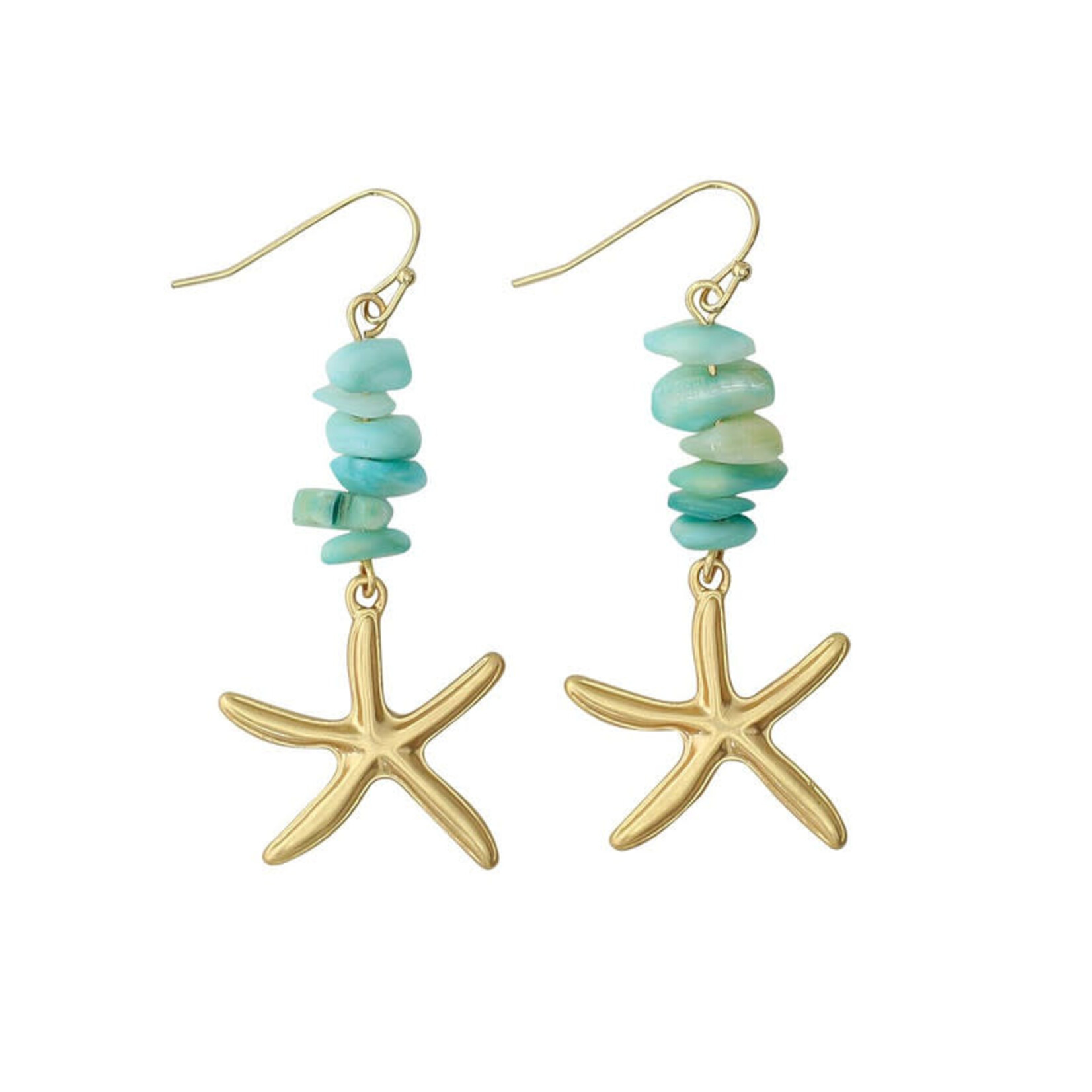 Earrings- Gold Starfish with Shell