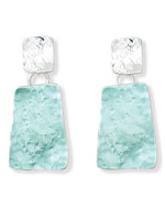 Earrings- Hammered Light Aqua Drops