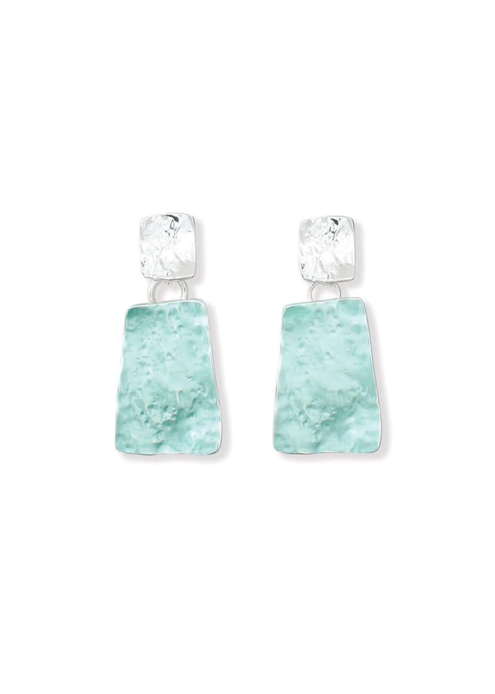 Earrings- Hammered Light Aqua Drops