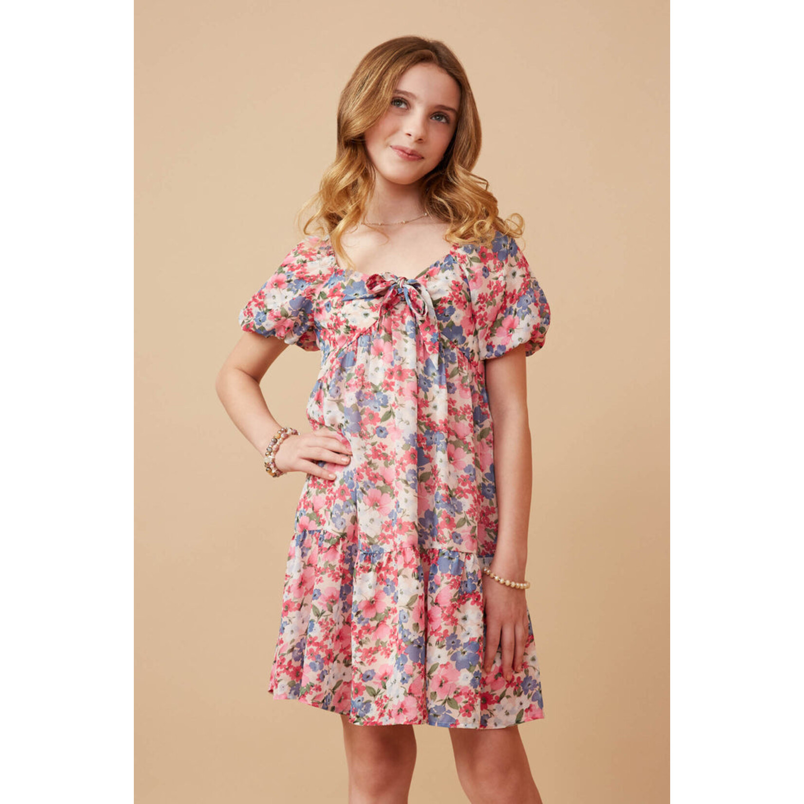 Hayden Hayden Puff Sleeve and Bow Dress