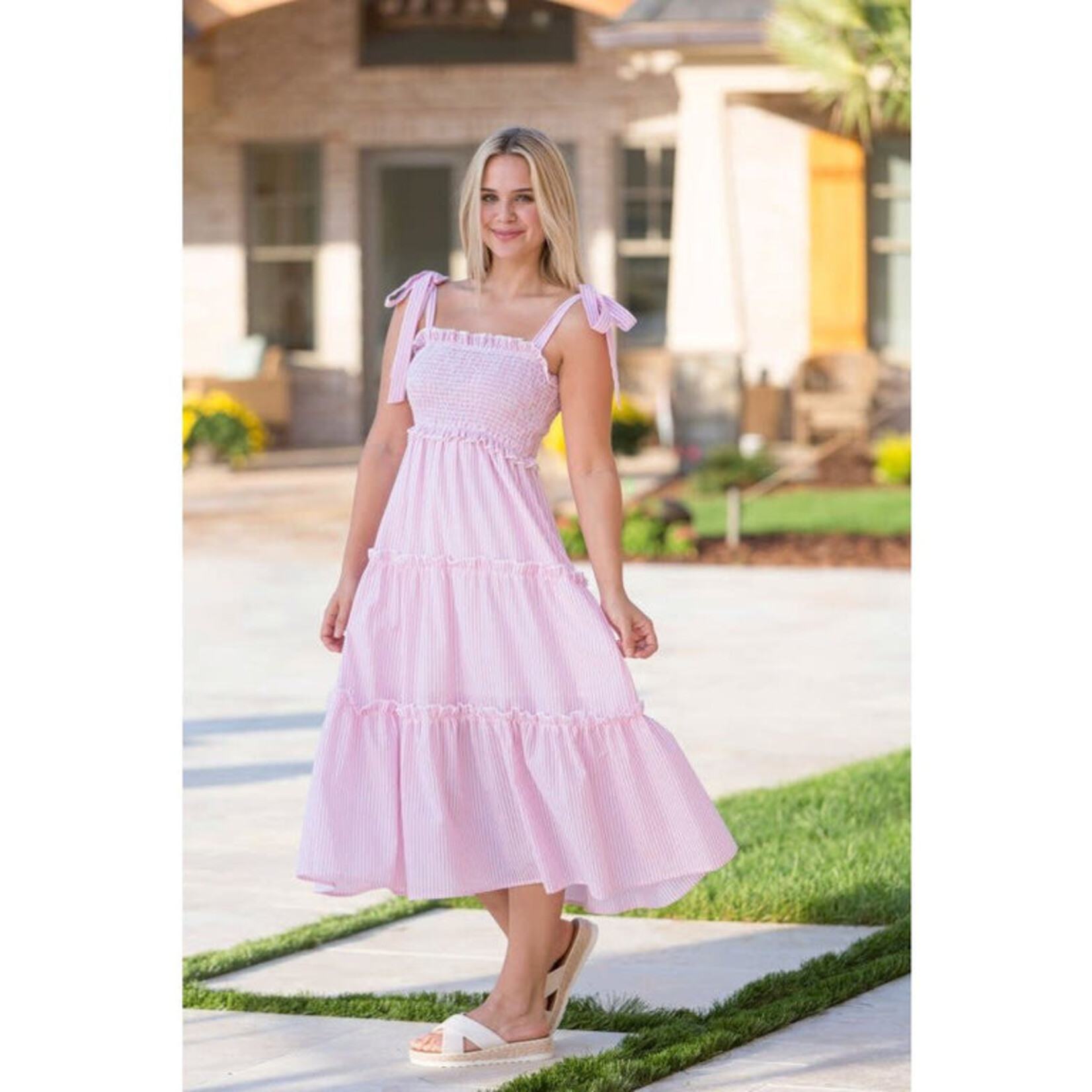 Simply Southern Simply Southern Pink Seersucker Dress