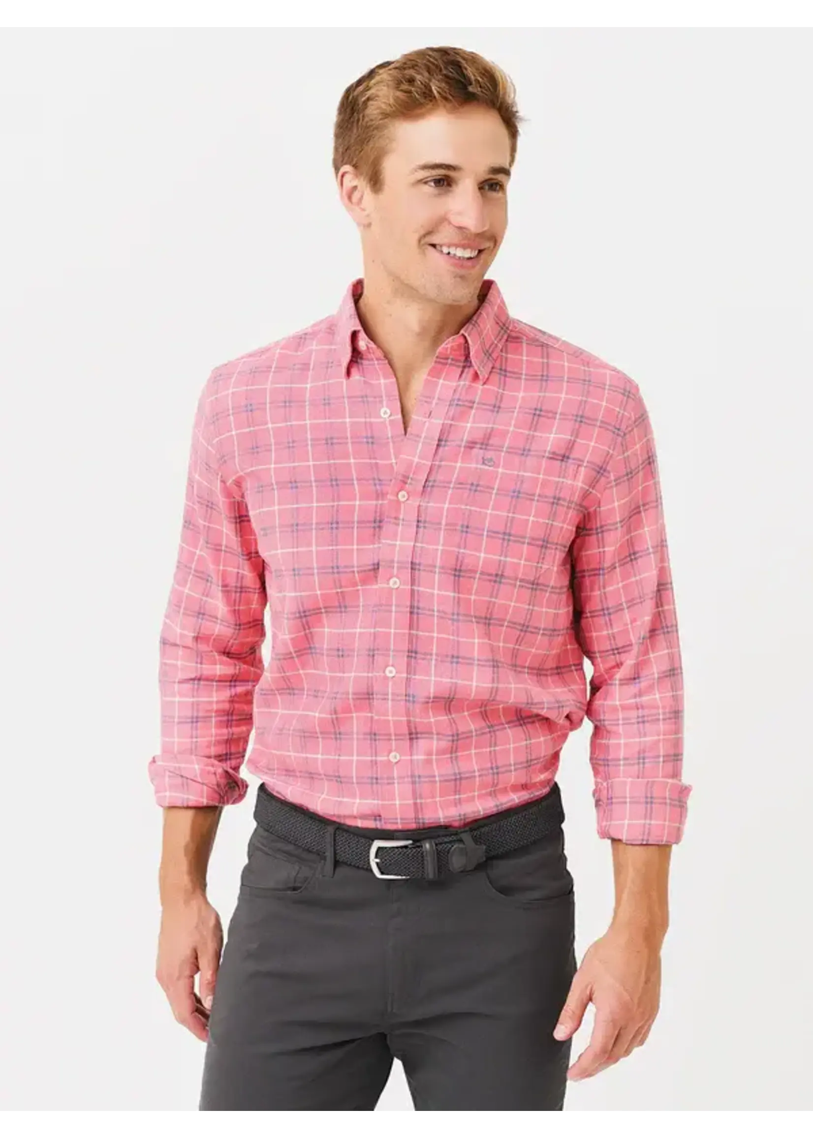Southern Tide Bennett Heather Plaid Beach Flannel Sport Shirt