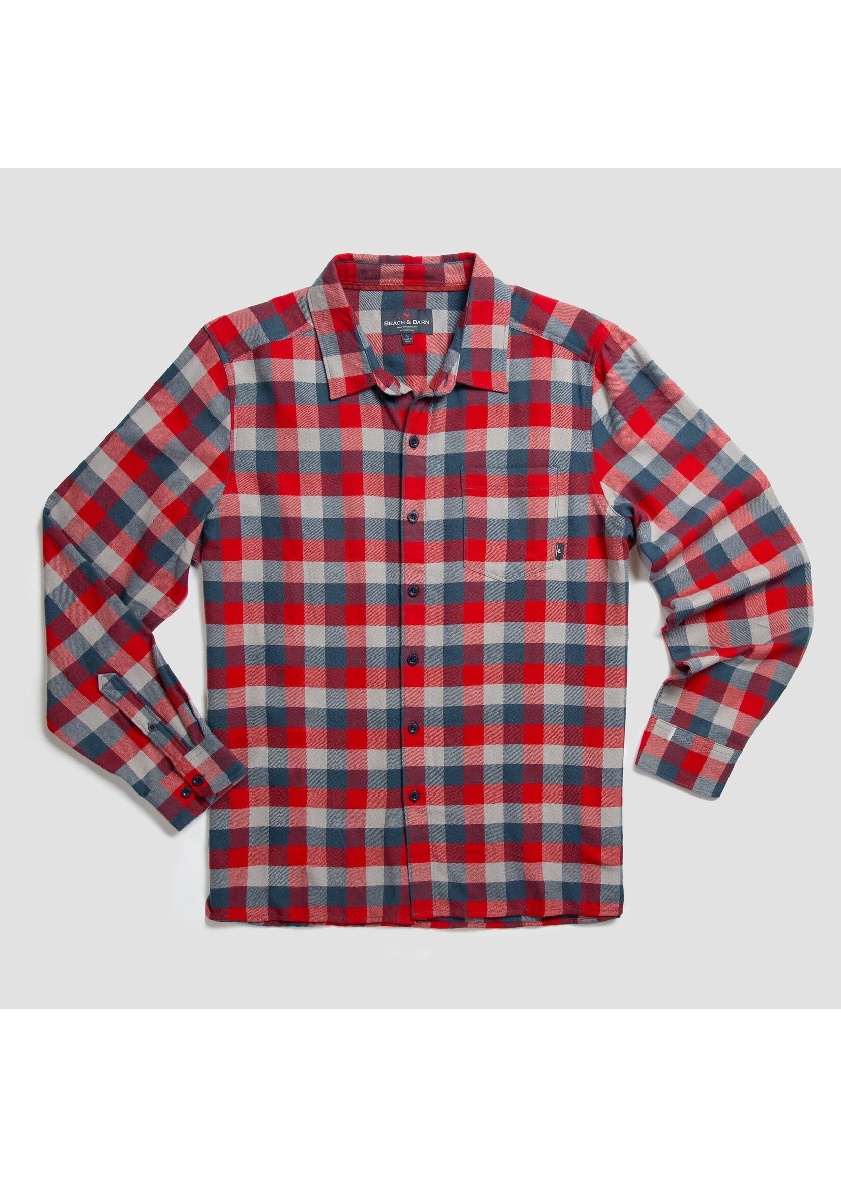Beach and Barn Traveler's  Check Flannel Shirt