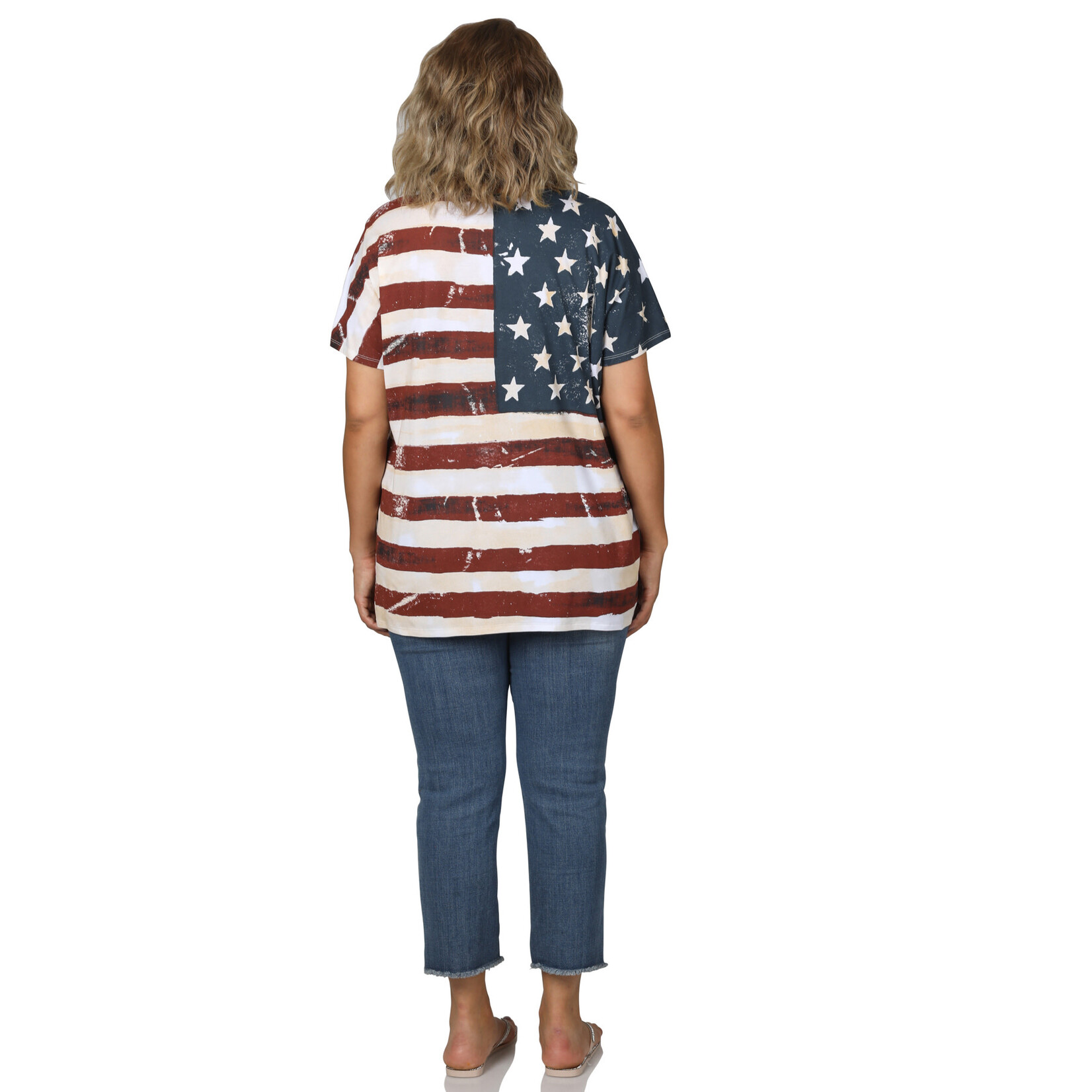 Zenana American Flag Short Sleeve Top
