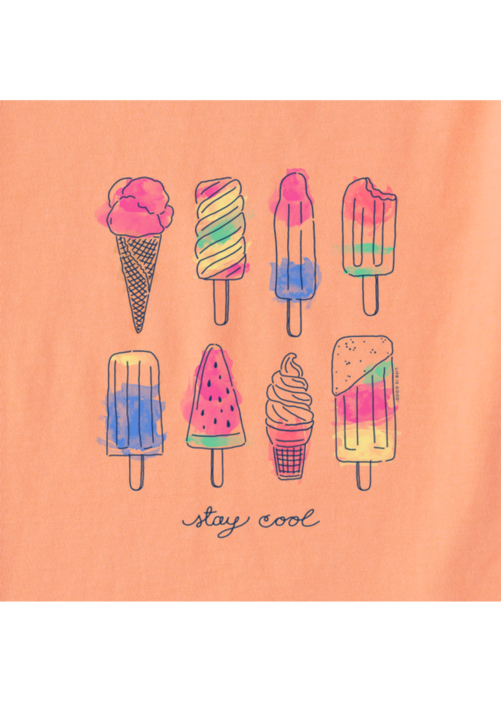 Life is Good Youth Crusher Tee Watercolor Ice Cream
