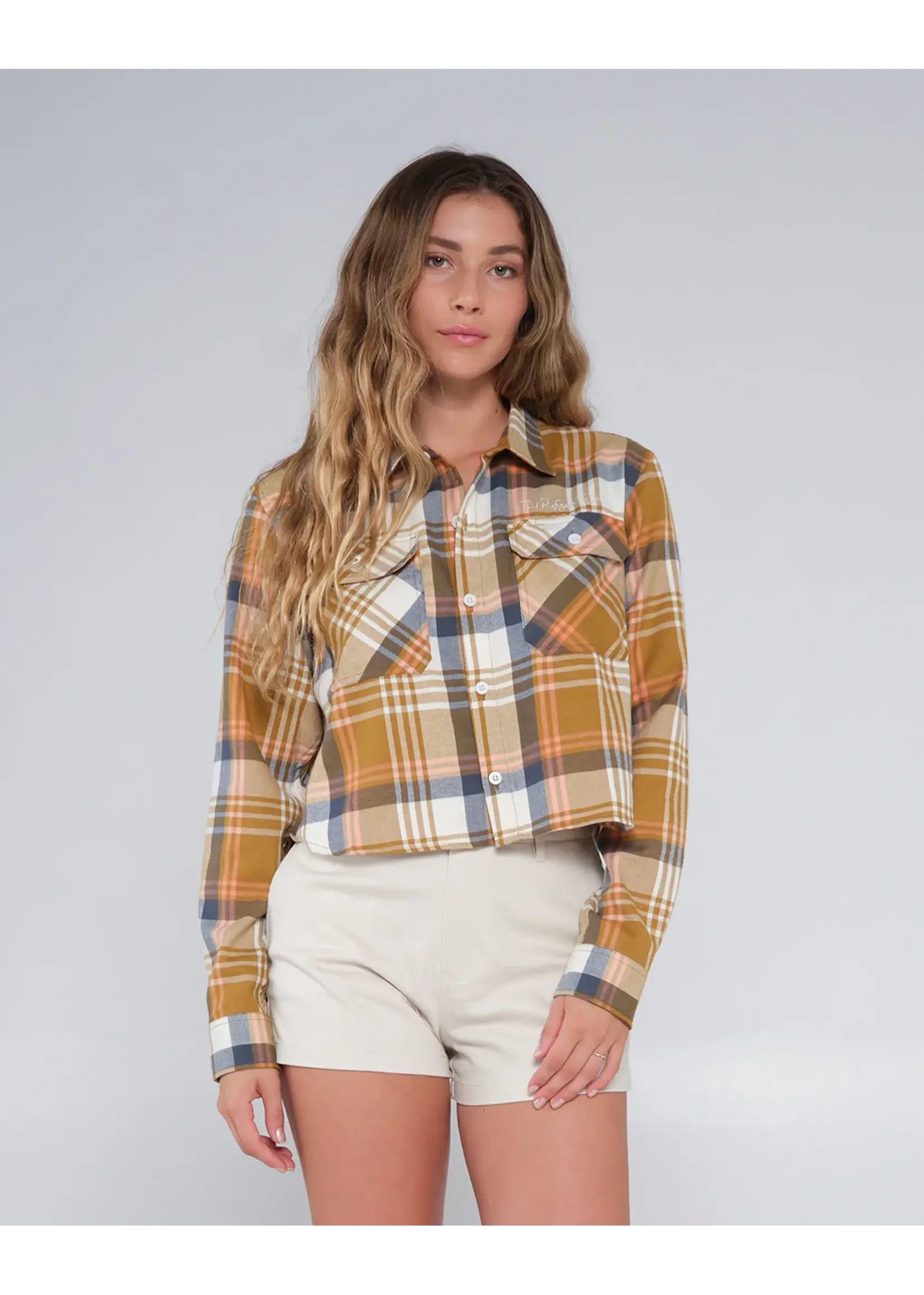 Salty Crew Golden Age Crop Flannel