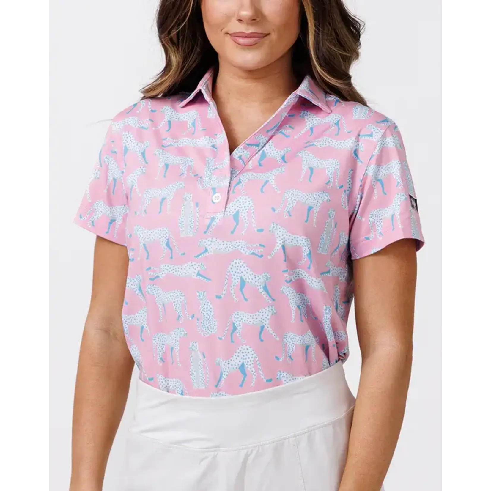 Waggle Women's  Electric Leopard Polo