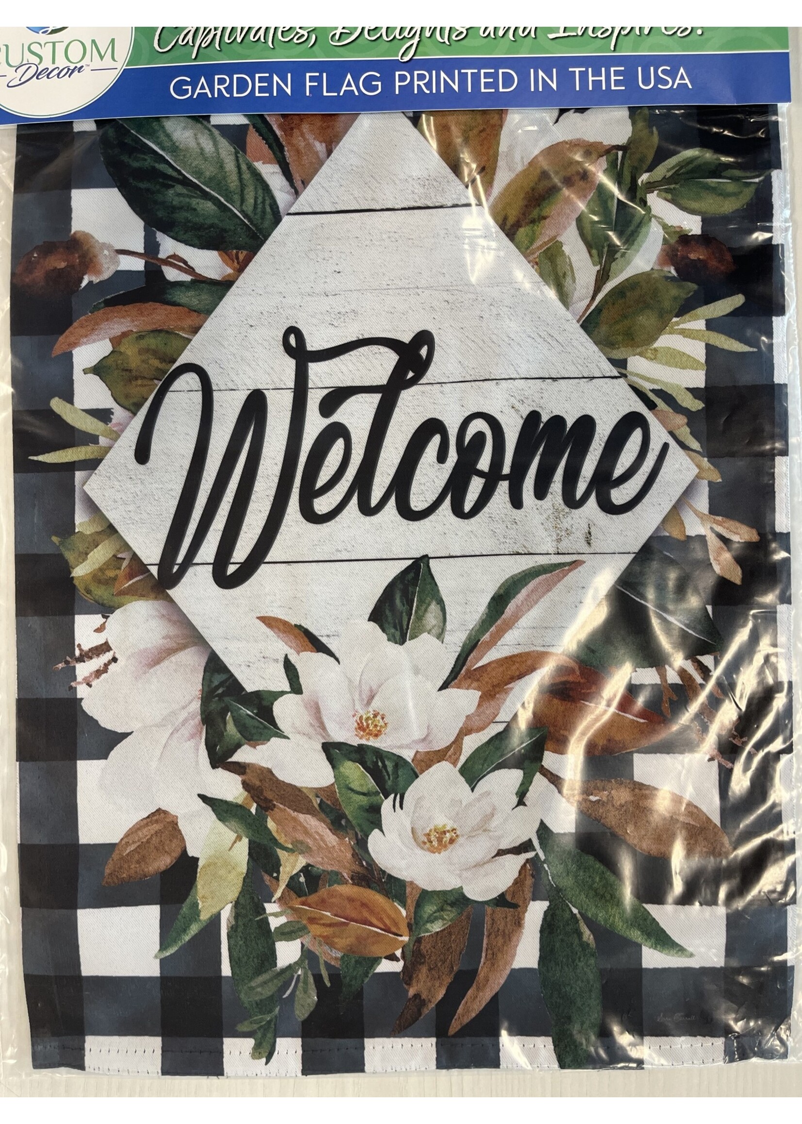 Magnolia Checkered Garden Flag