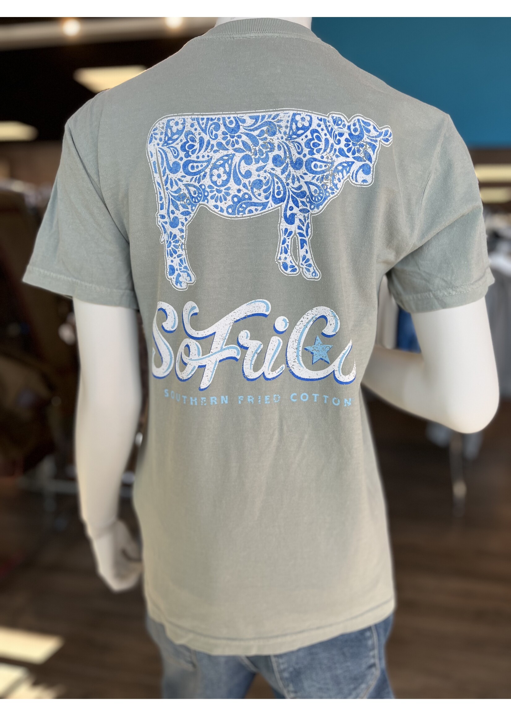 Southern Fried Cotton Paisley Cow Tee