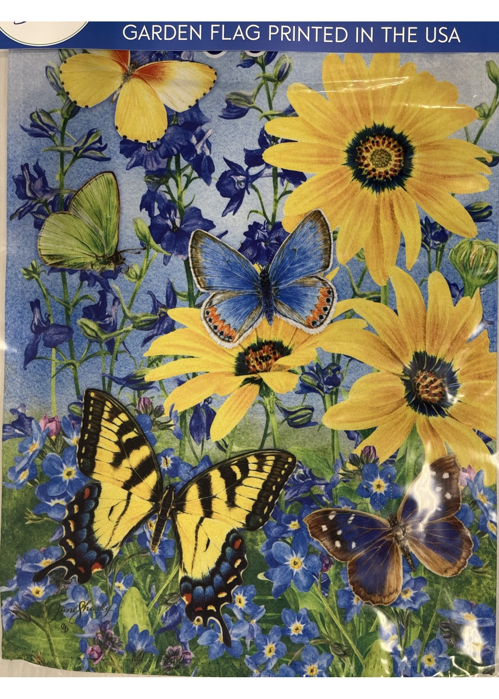 Blue and Yellow Butterflies Garden Flag
