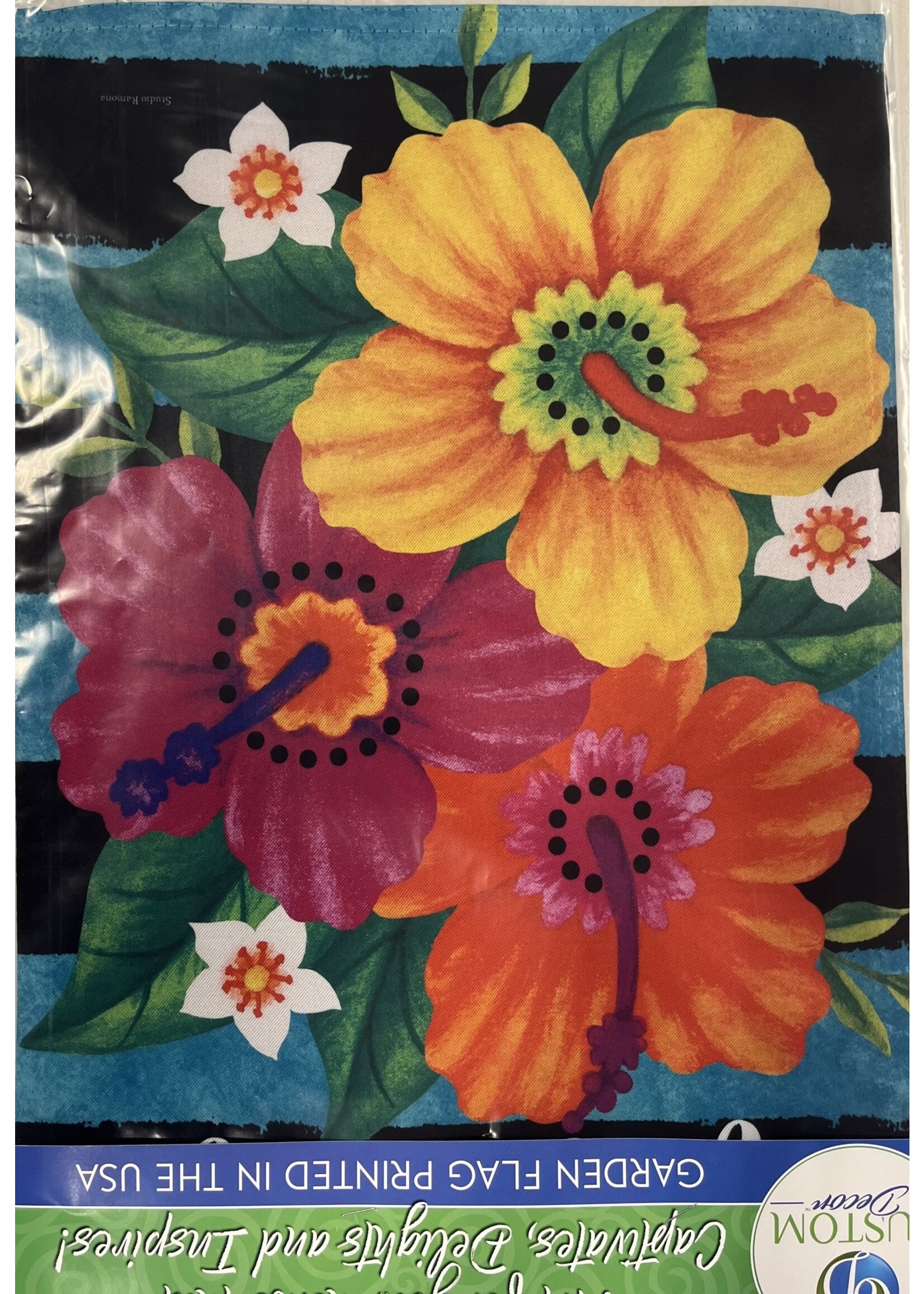 Hibiscus Stripe Garden Flag