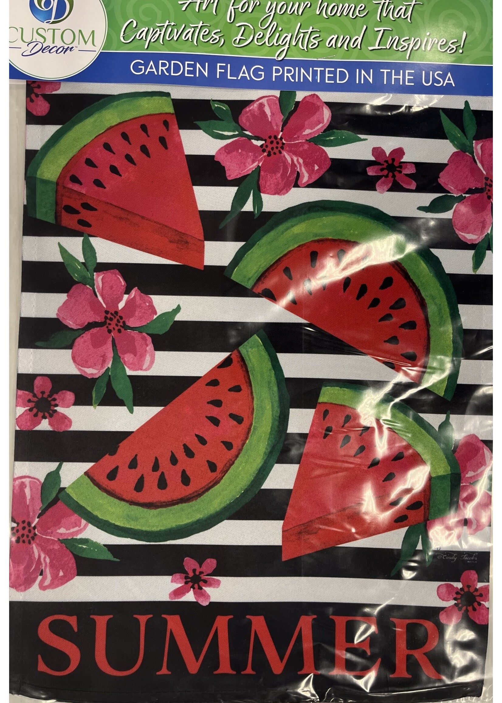 Watermelon Stripes Garden Flag