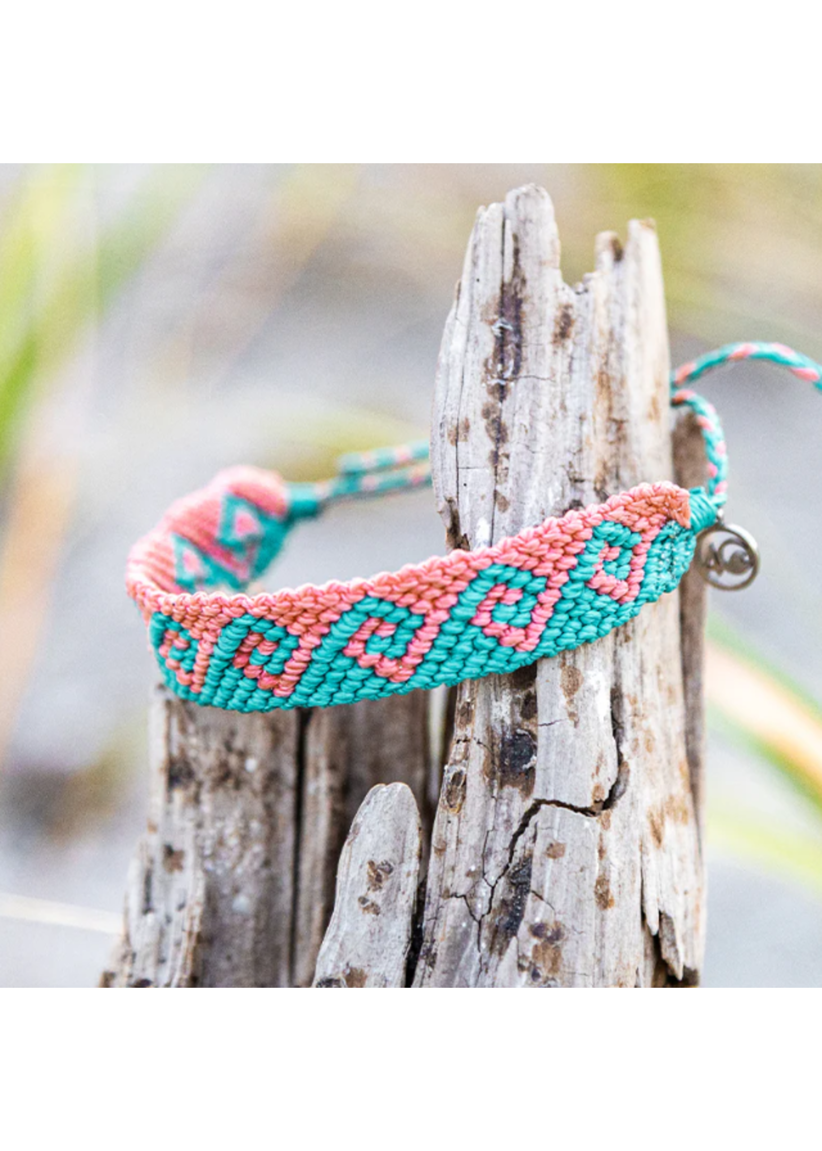 4Ocean Bali Wave Braided Bracelet - Coral & Turquoise