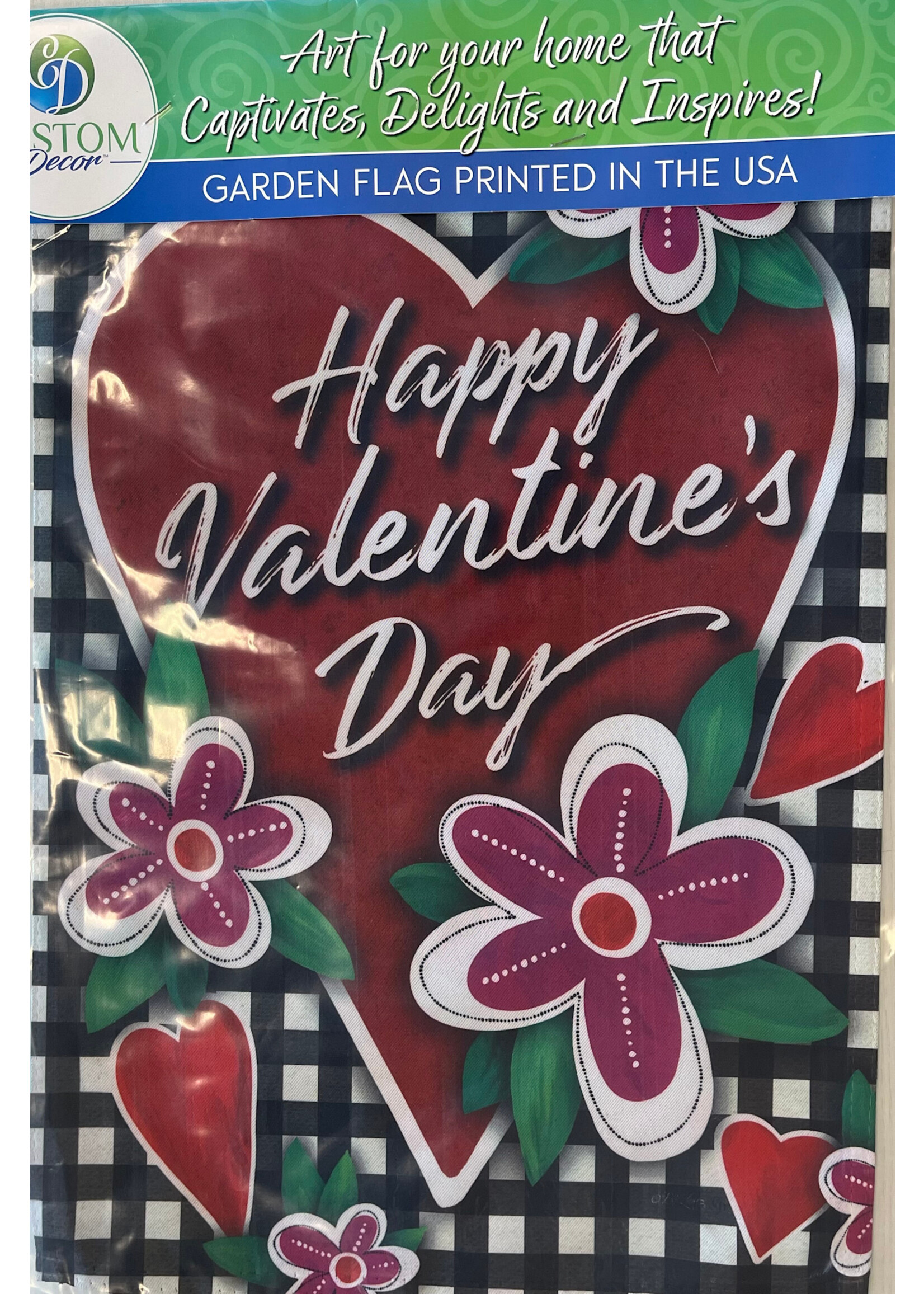 Gingham Valentine Garden Flag
