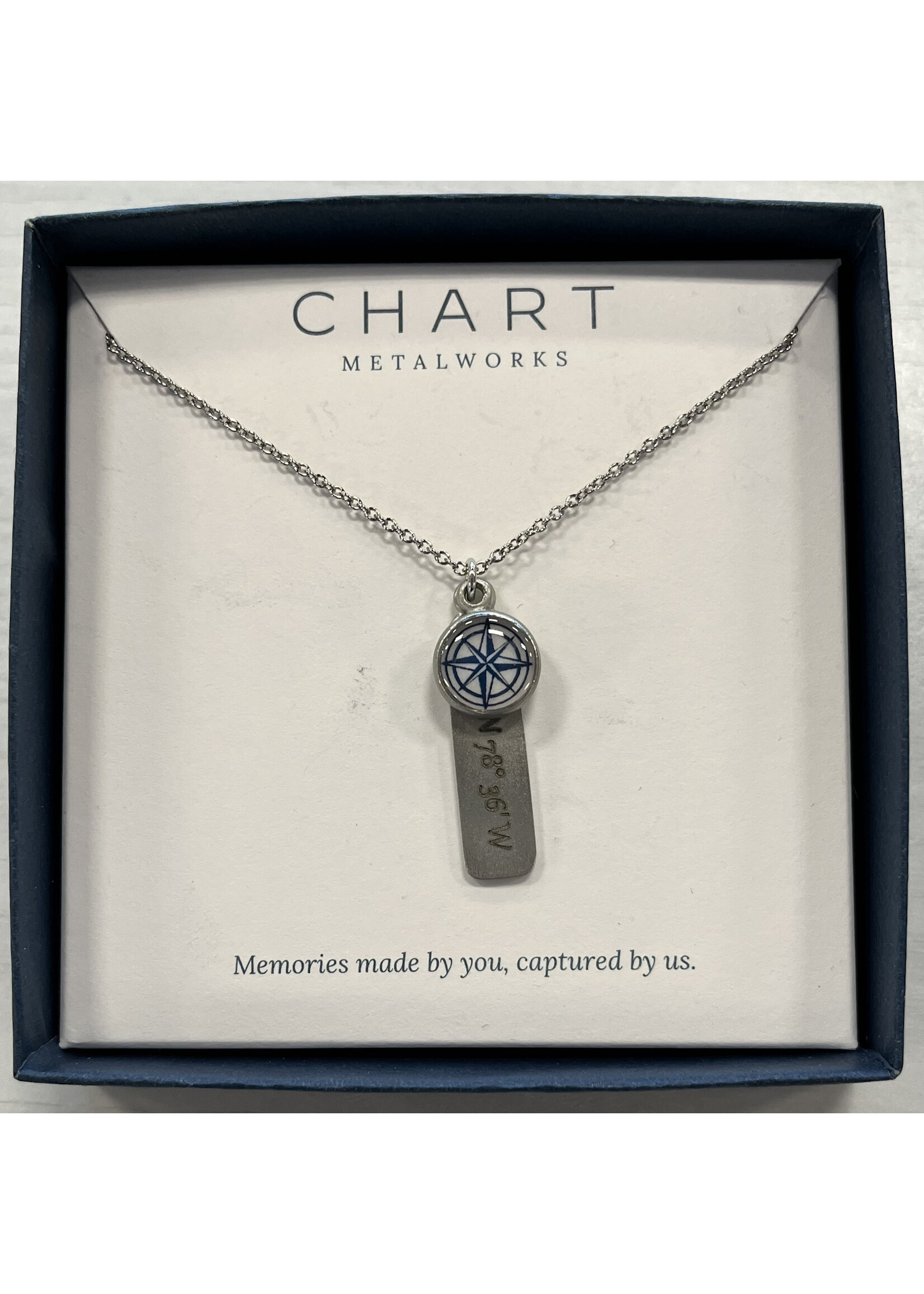 Chart Metalworks Little River Coordinates Necklace
