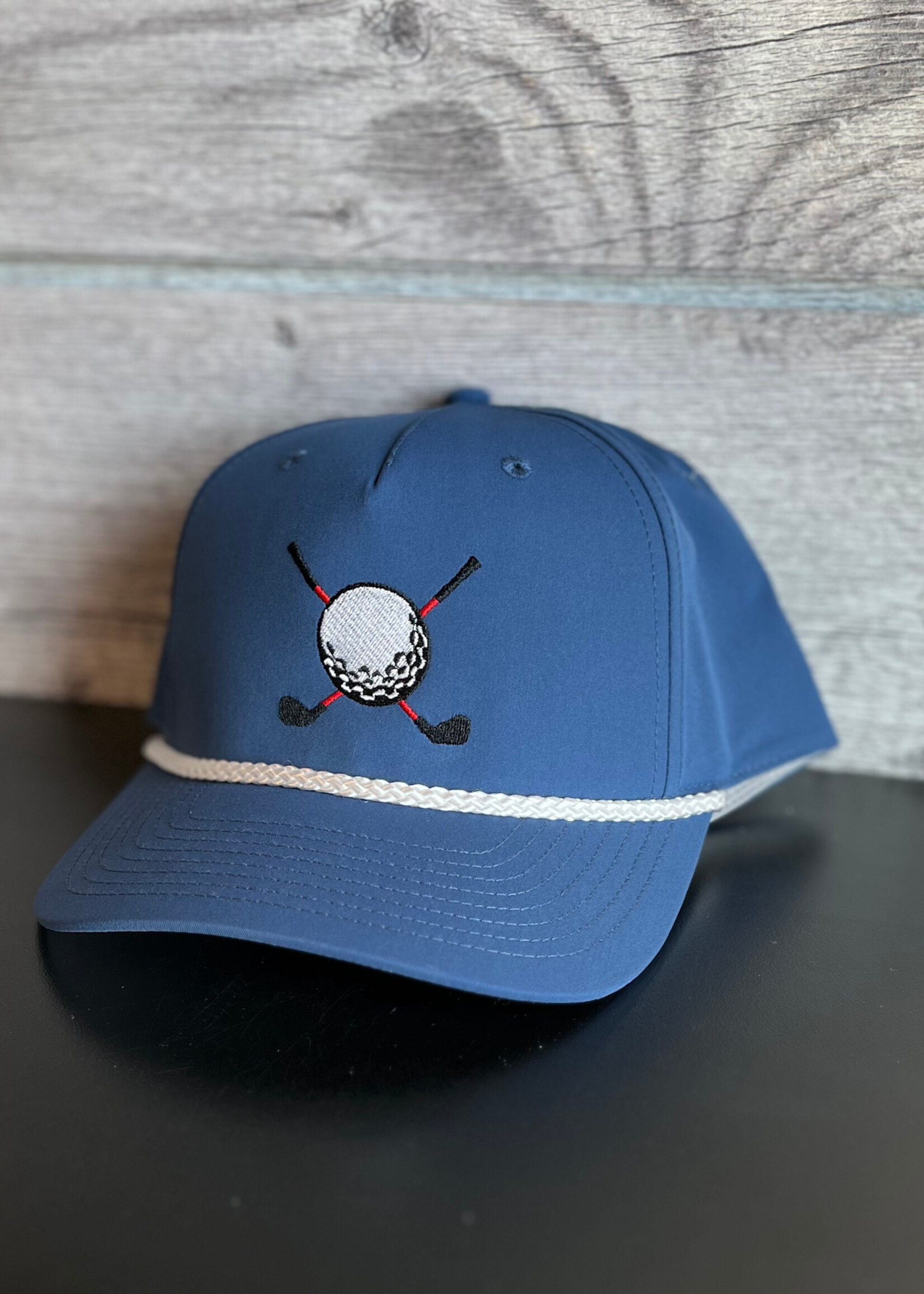 Hinson's Hobbies Golf Embroidered Rope Hat - Blue