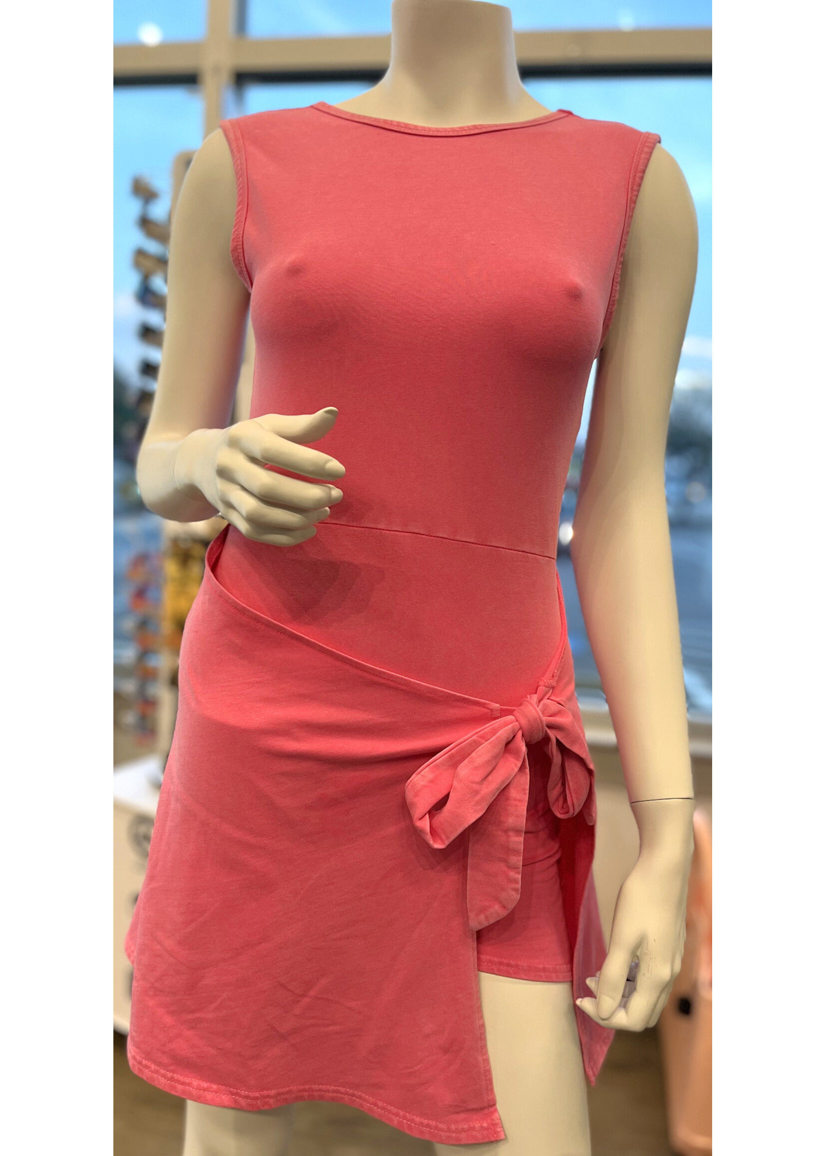 Kimberly C Mineral Wash Wrap Tie Front Dress